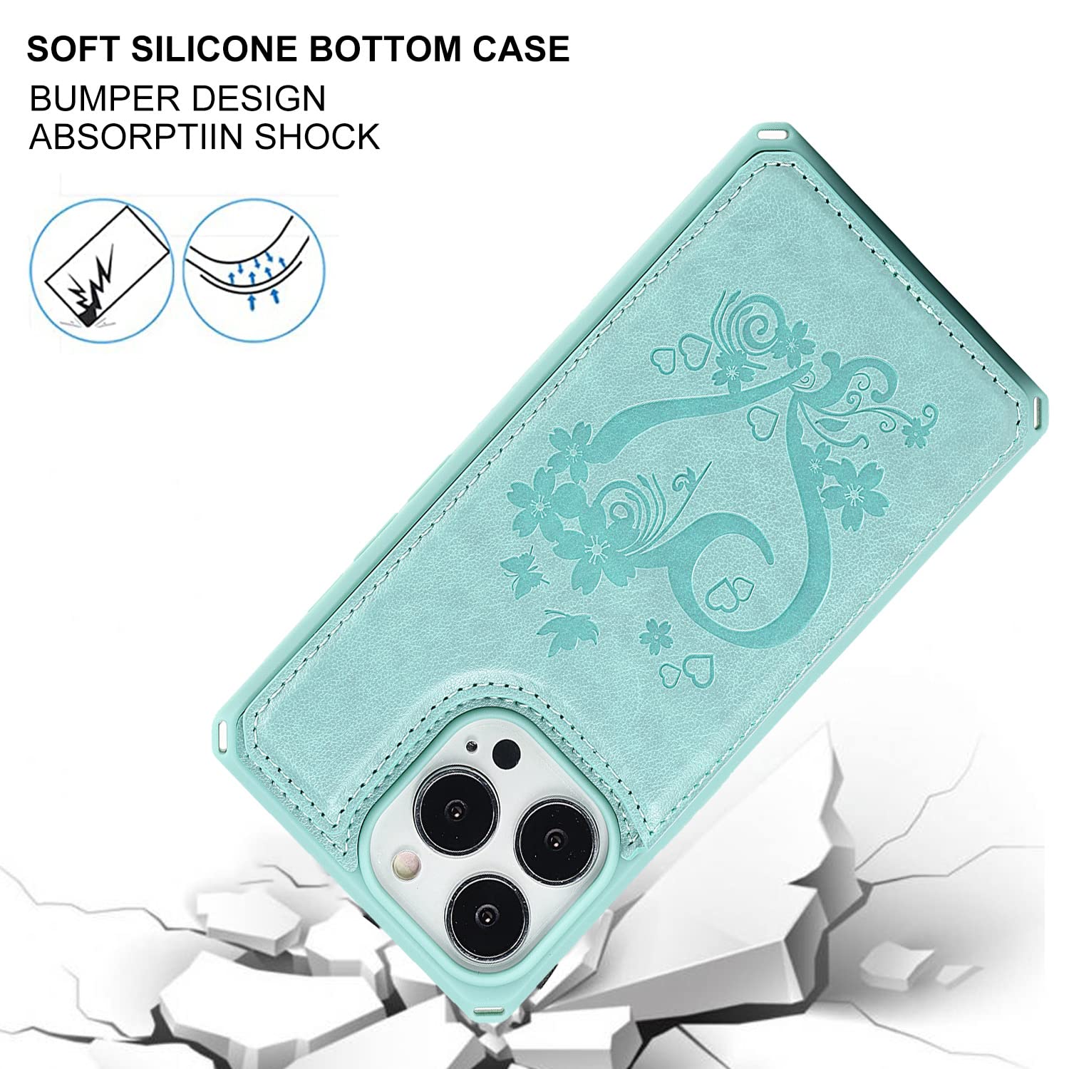 Cavor For Iphone 13 Pro Phone Case With Card Holder,Wallet Case With Credit Card Holders For Iphone13Pro,Premium Pu Leather Kick