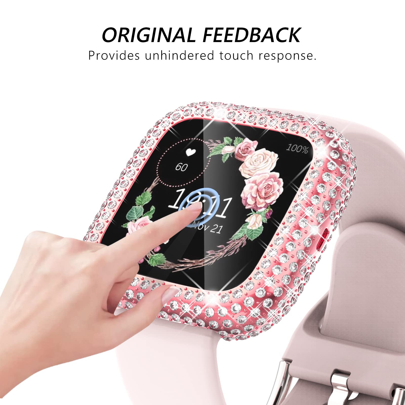 Chanchy 4 Pack Bling Case Compatible With Fitbit Versa 2, Over 200 Crystal Soft Tpu Full Protective Case Cover Bumper For Fitbit