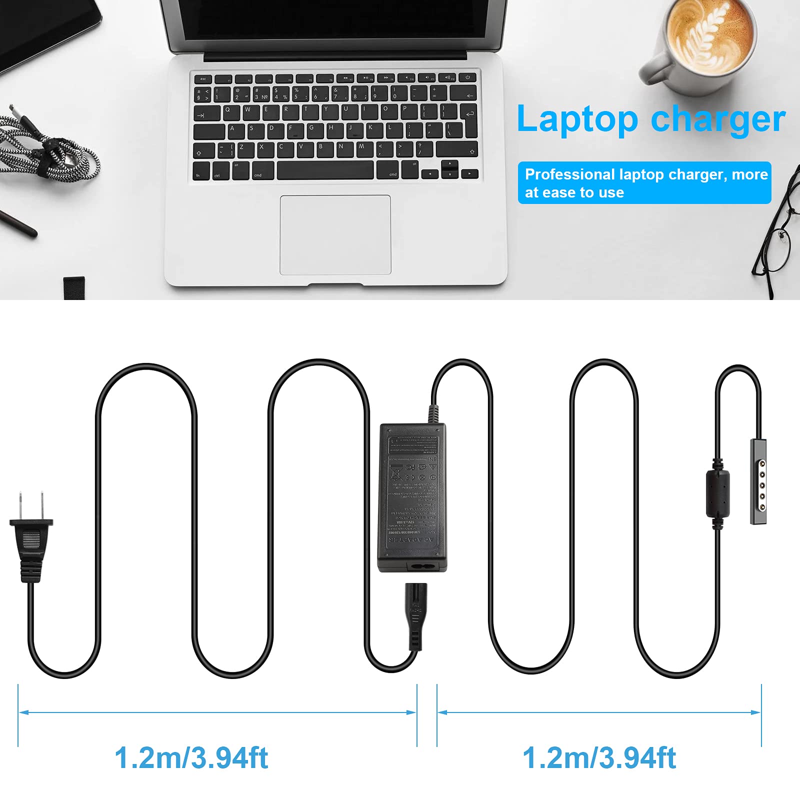 Surface Pro 1 Pro 2 Pro Rt Charger, Surface Power Supply Adapter 43W 12V 3.58A Charger Power Cord Fit Microsoft Surface Pro 1, S