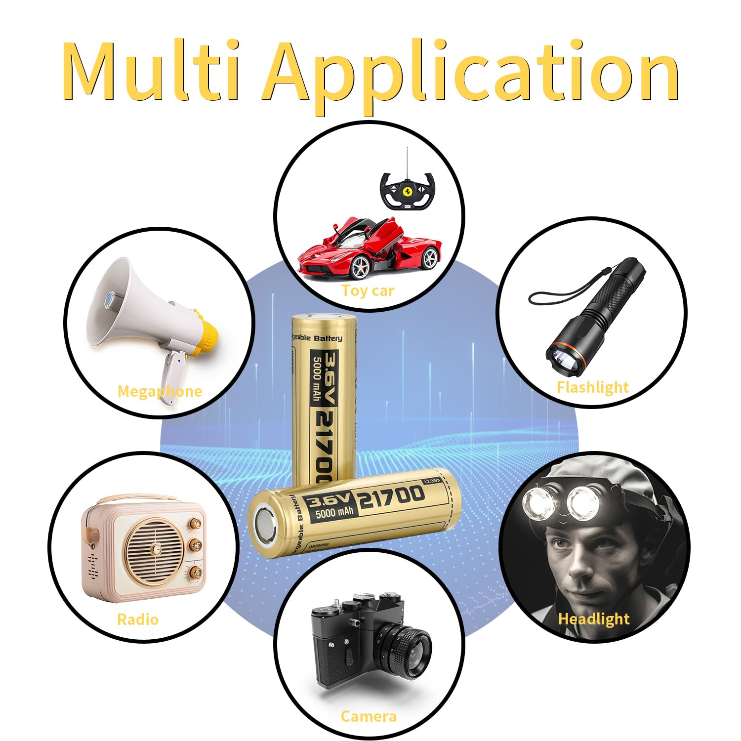 Ecosolutions 21700 Rechargeable Battery Case Set, 5000Mah Large Capacity 3.7Volt 21700 Flat Top Battery For Flashlights Ect, 2 P