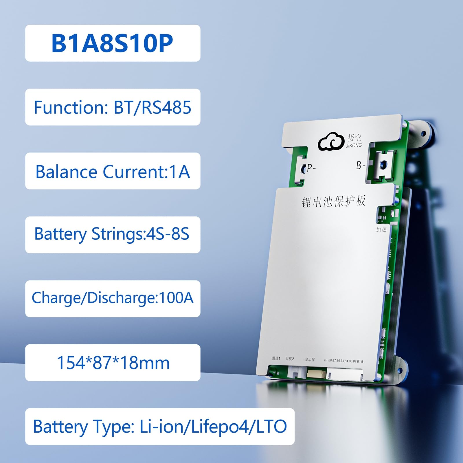 Jkbms Smart Bms 4S 8S 12V 24V 100A 1A Active Balance Build In Bluetooth With Can Rs485 Pcb Battery Protection Board For Lifepo4