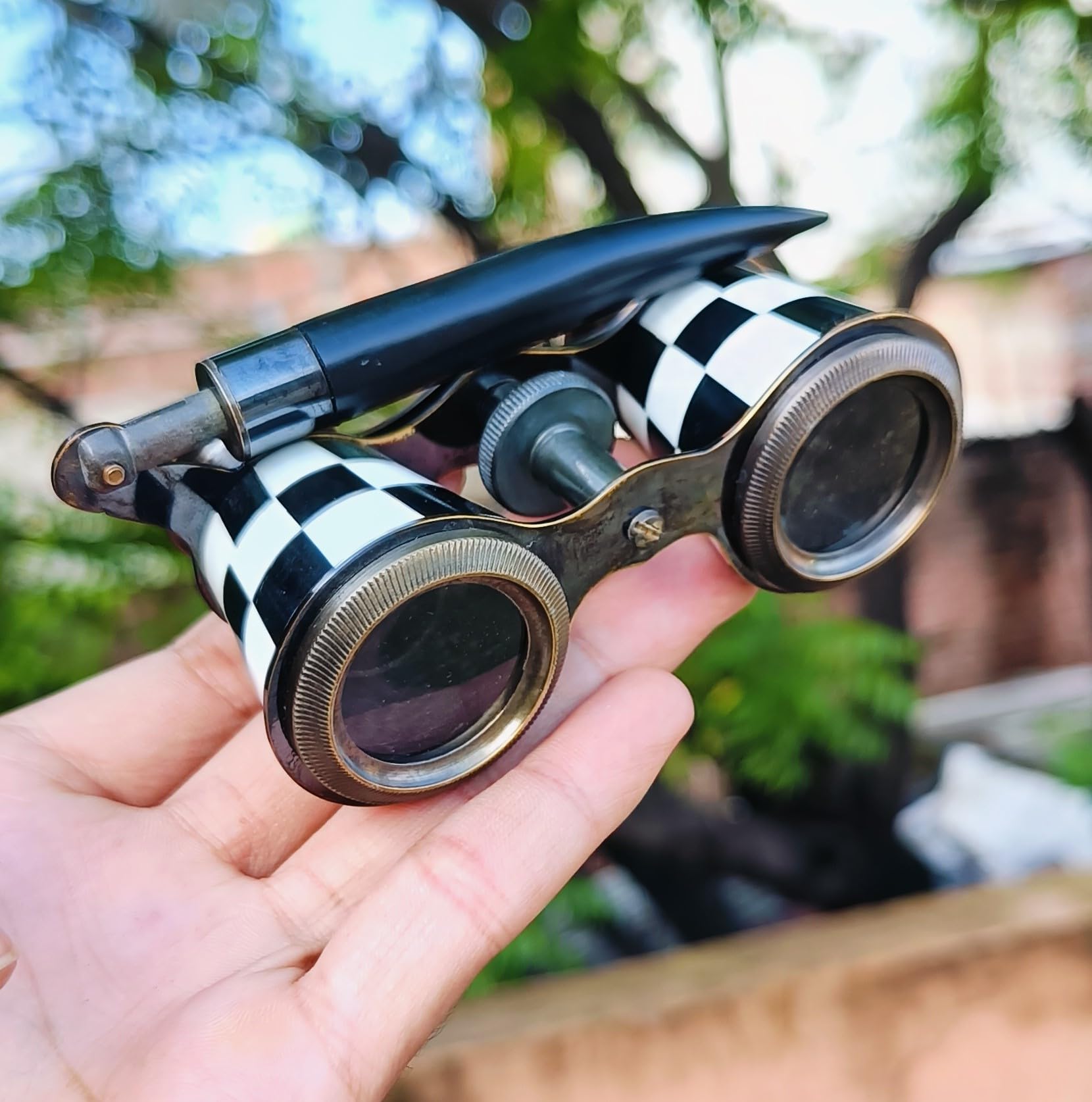 Sifaat World 2.5 Inches Opera Glasses Binoculars For Adults  Captain'S Mother Of Pearl Solid Brass Opera Binoculars With Handle