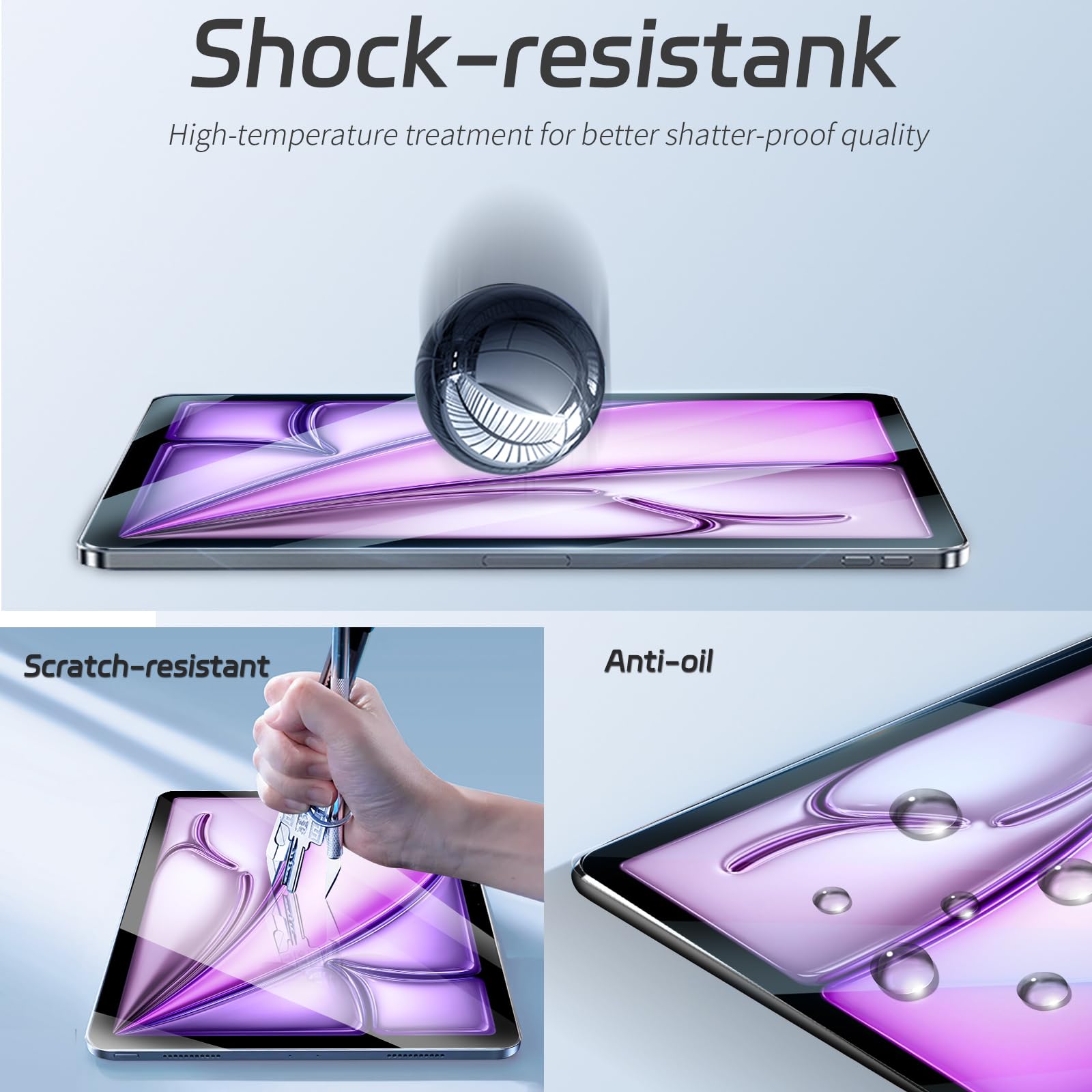 Zenrich [2Pack Tempered Glass Screen Protector For Ipad Air 11 Inch (M2 6Th Generation,2024 New Released) With [Anti Blue Light]