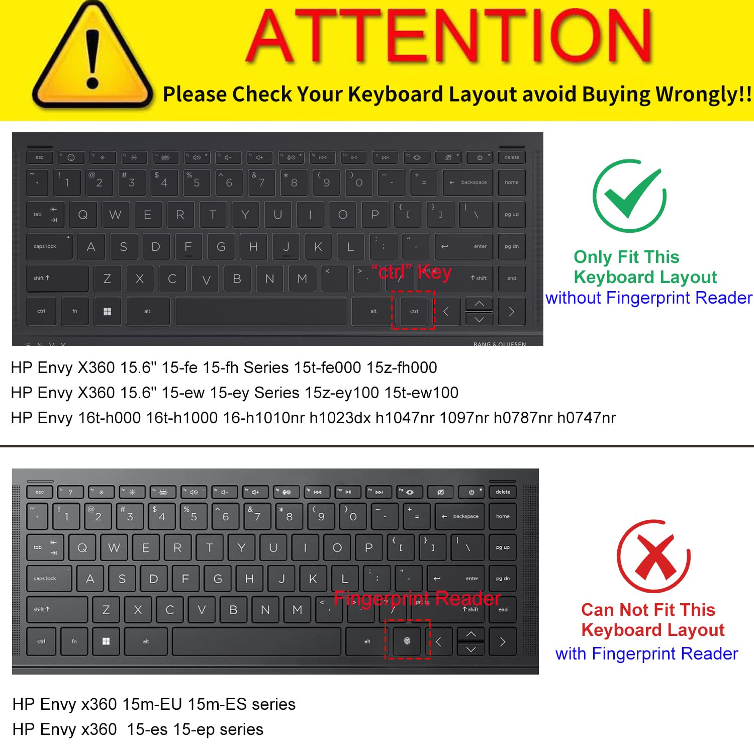Keyboard Cover For Hp Envy X360 2 In 1 15.6 15 Fe 15 Ew 15 Ey 15T 15Z 15 Fe0013Dx/Fe0053Dx/Fh0013Dx/Fh0023Dx 15 Ew0013Dx/Ew0023D
