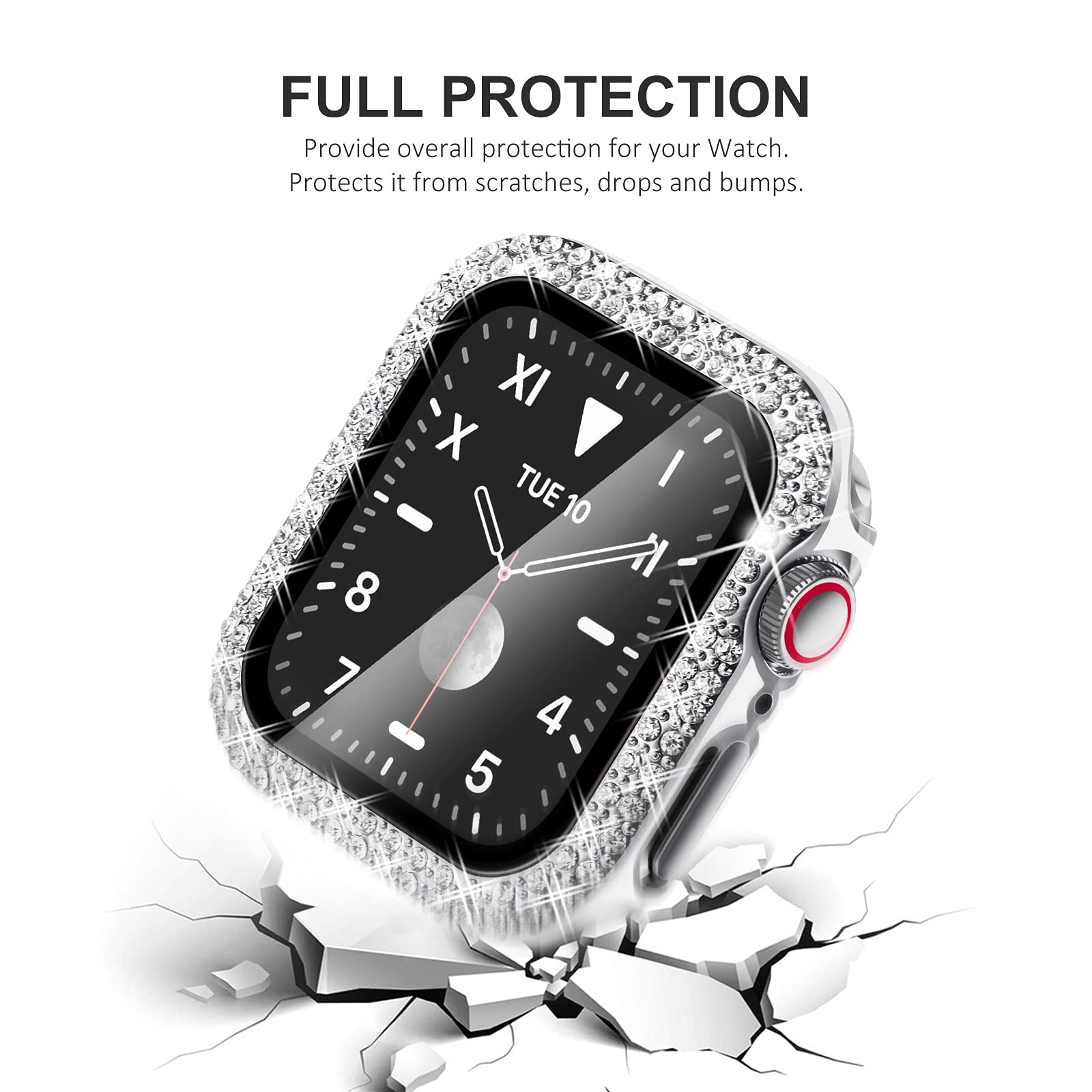 Kades Compatible For Bling Apple Watch Protective Case With Built In Screen Protector For Apple Watch 42Mm Iwatch Series 3 2 1 (