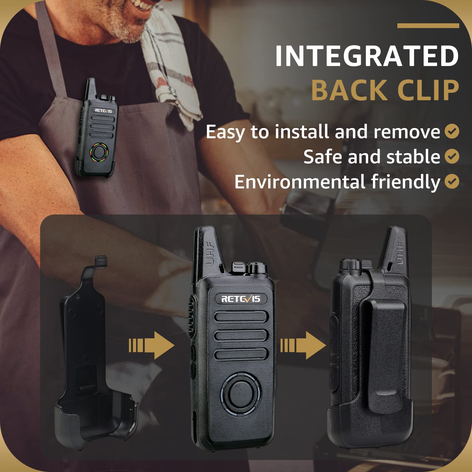 Retevis RT22S Rechargeable Walkie Talkies, Long Range 2-Way Radios with Earpiece & Mic, 6 Pack with Multi Gang Charger, Black