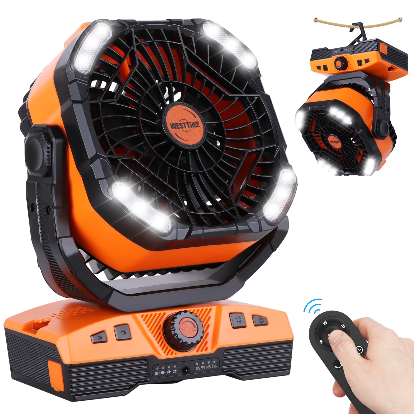 20000Mah Camping Fan Oscillating Fan Portable Fan Battery Powered Fan Rechargeable Camping Fan Essentials Tent Fan Light Hook 27