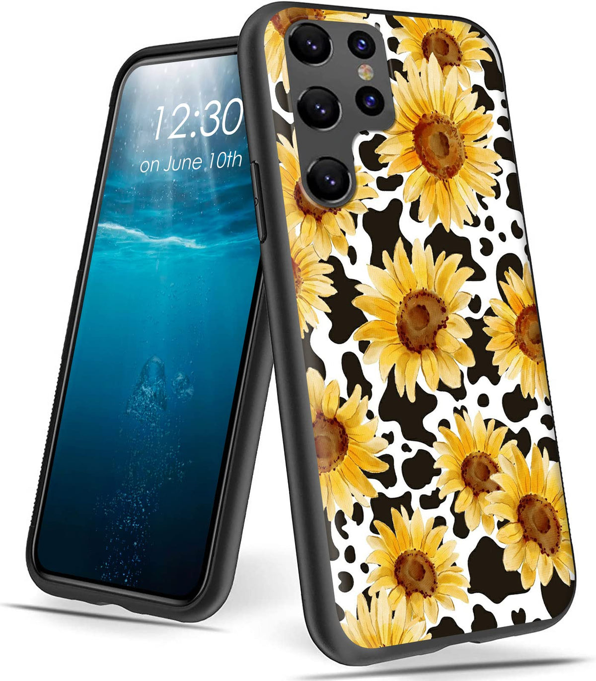 Bpqojb For Samsung Galaxy S23 Ultra Case With Sunflower Cow Print Pattern Design Ultra Thin Slim Lightweight Soft Tpu Shock Proo