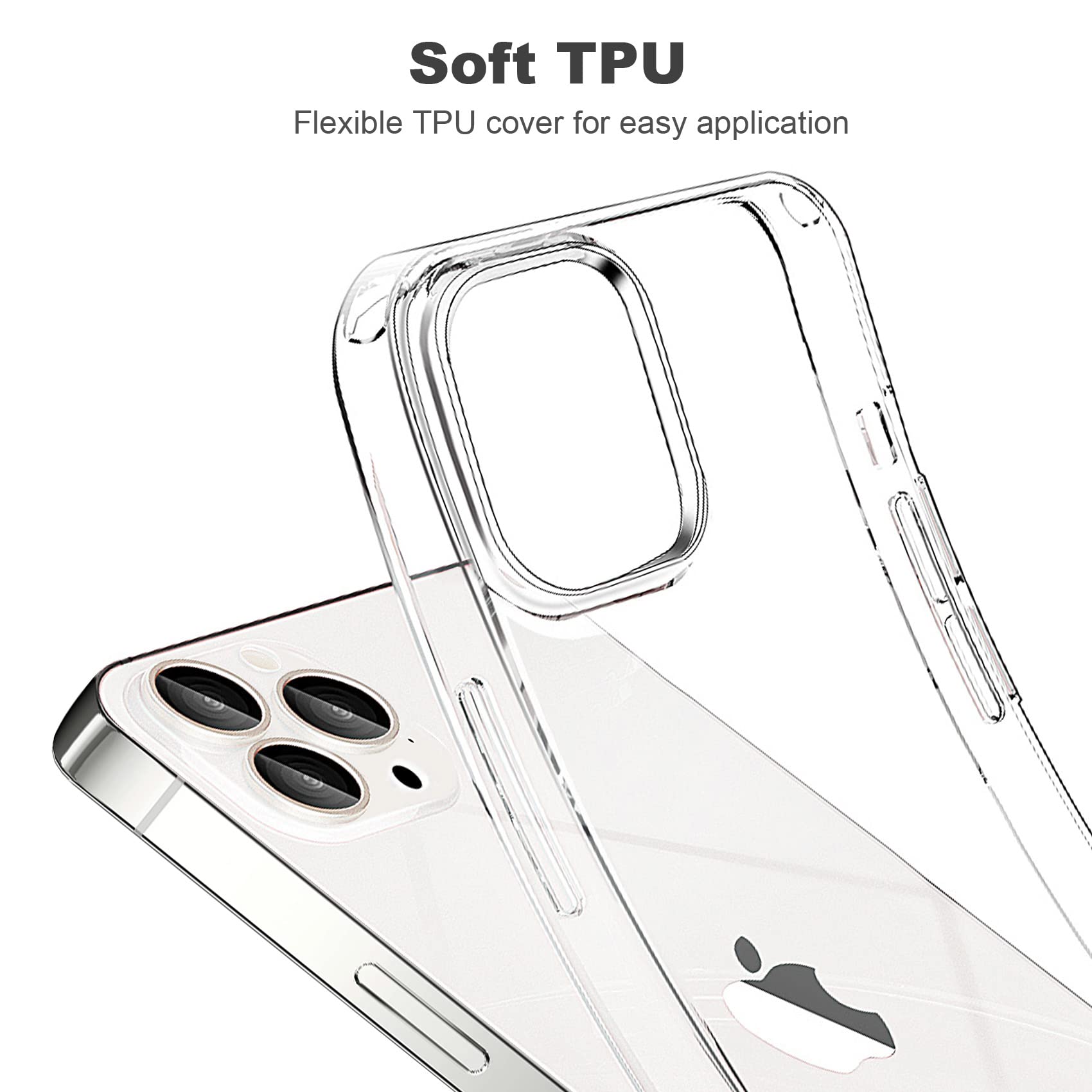 JJGoo iPhone 12 Pro Max Phone Case Clear TPU Shockproof Slim Protective Cover
