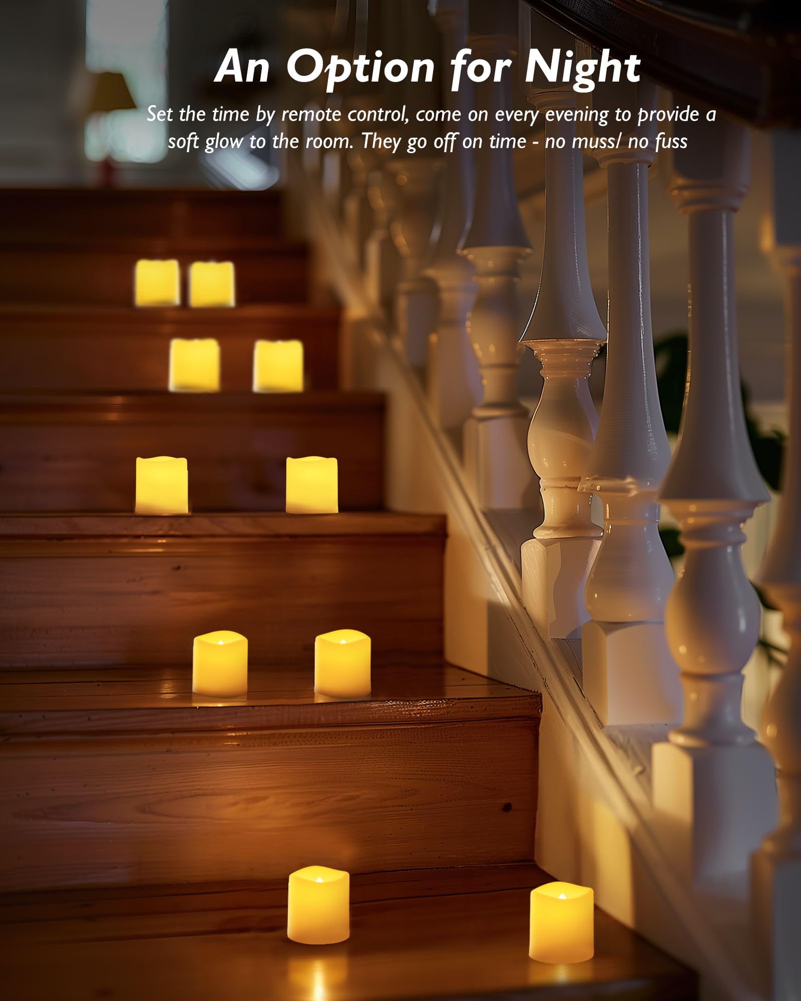 Homemory 400+ Hour Remote Control Candles, 2/4/6/8H Timer Led Votive Candles, Battery Operated Tea Lights In Warm White For Outd