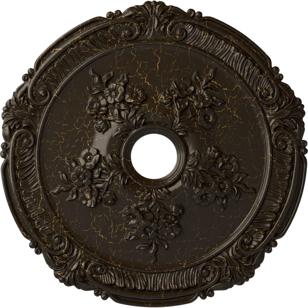 Ekena Millwork Cm26Atshc Attica With Rose Ceiling Medallion, 26''Od X 3 3/4''Id X 1 1/2''P, Hand Painted Stone Hearth Crackle