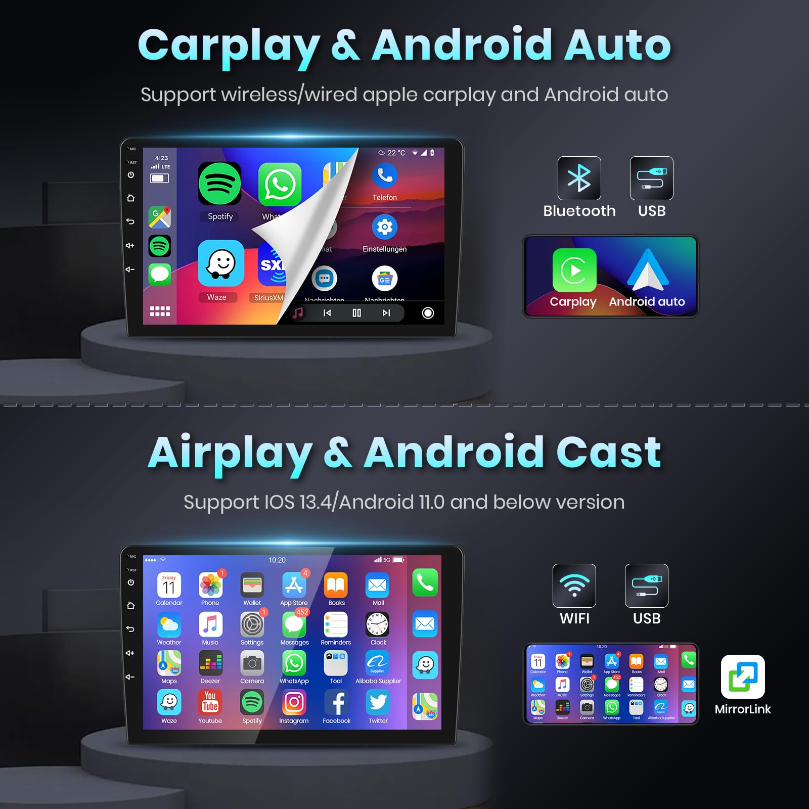 Android Car Stereo Radio For Honda Crv 1997 1998 1999 2000 2001 Manual A/C With Wireless Apple Carplay Android Auto, 9Inch Hd Touchscreen With Bluetooth Gps Navigation Wifi Hifi Swc Usb Backup Camera