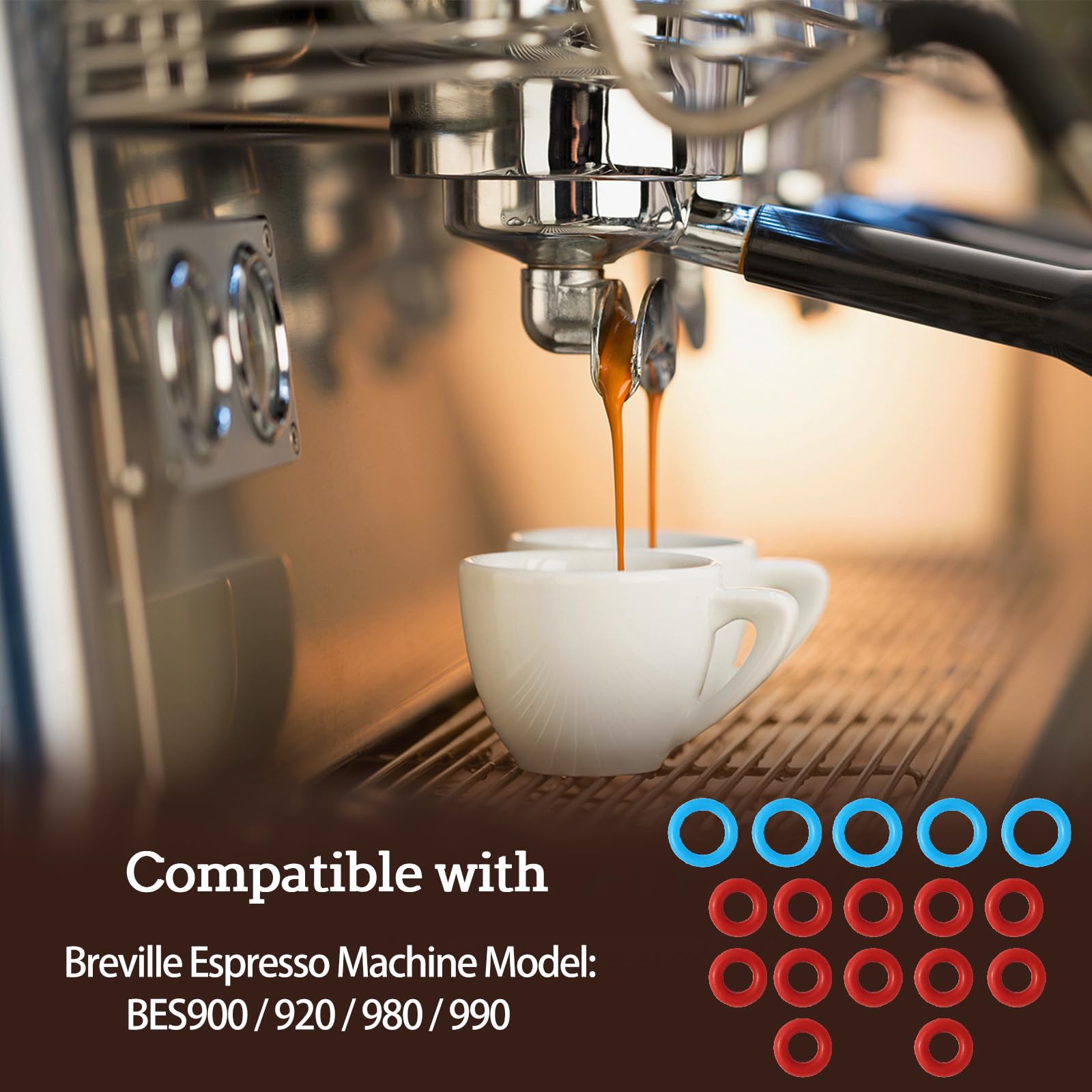 Abeskch O Rings Seal For Breville Espresso Machines Bes900/920/980/990 (5 Pcs Large Size, 12 Pcs Small Size)