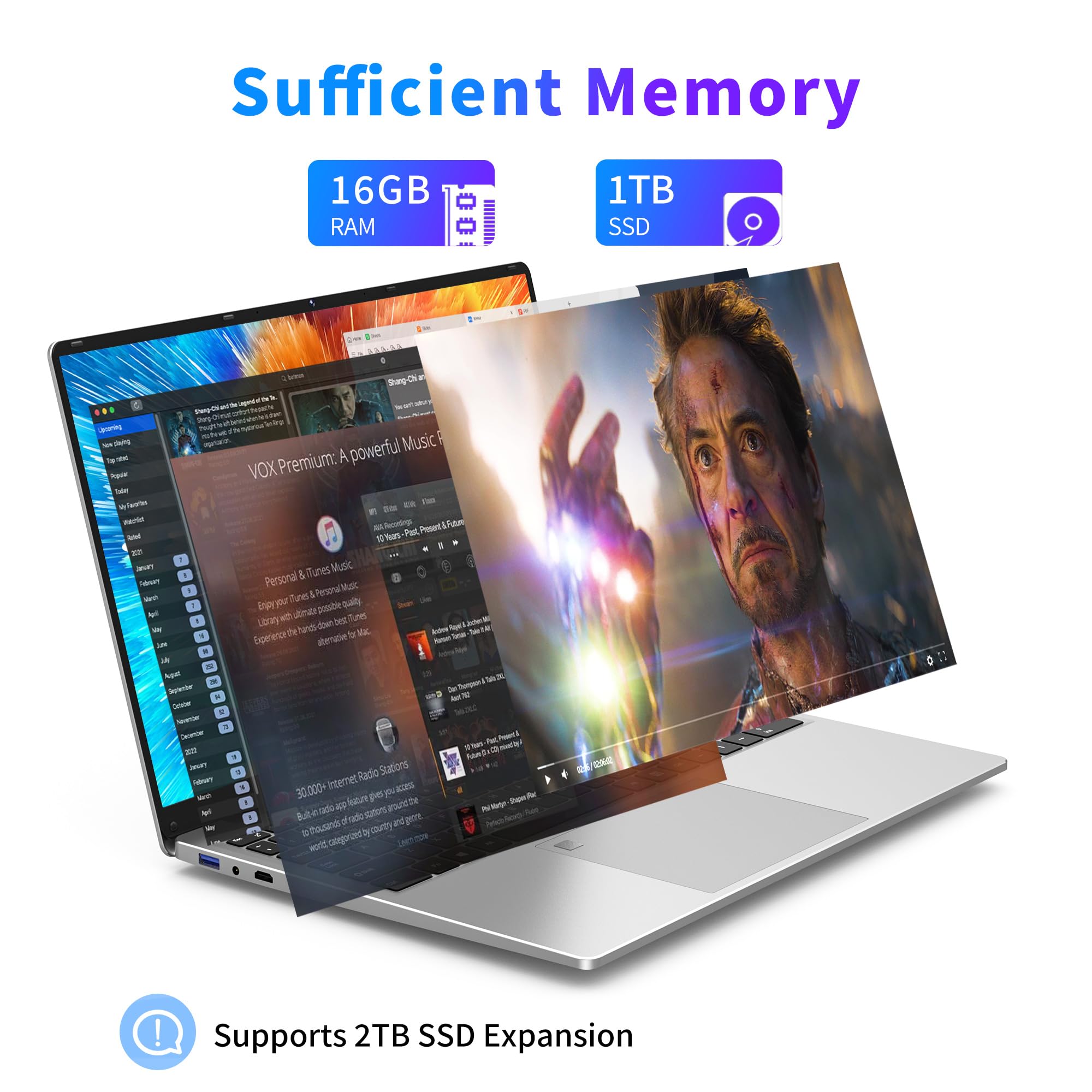 Niakun 16 Inch Laptop Computer, Gaming Laptop, 16Gb Ram 1Tb Ssd, N95 Processor, Fhd 1920 * 1200, 180 Angle Open, Backlit Keyboar