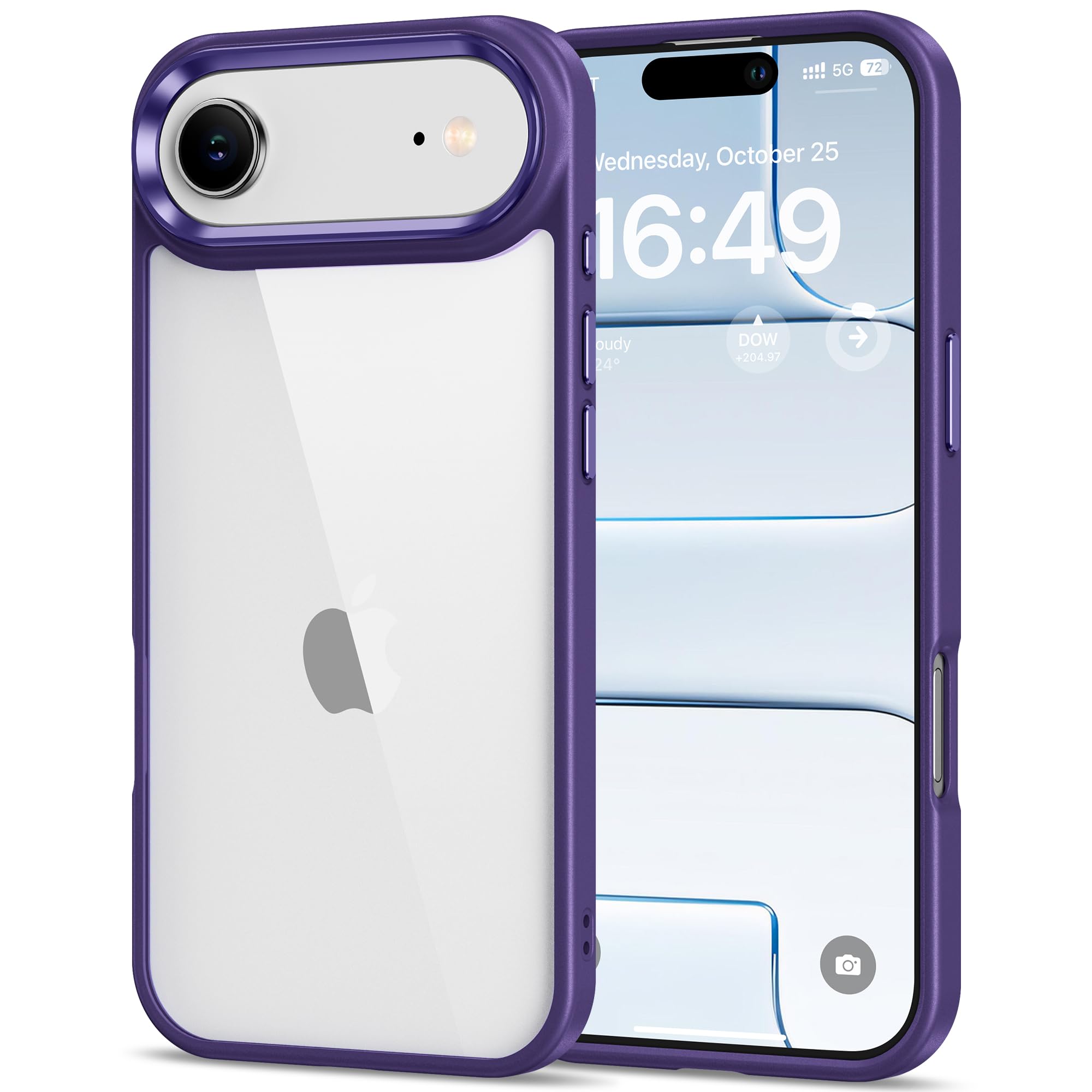 HOOMIL Case for iPhone Air 6.5-Inch, Non-Yellowing, Drop Protection, Anti-Scratch Transparent Hard Back Phone Cover - Purple
