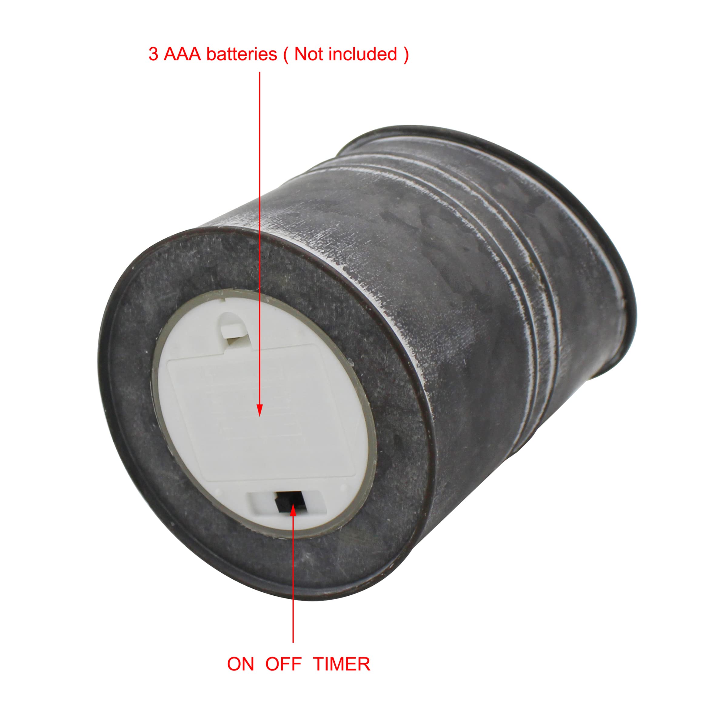 Cvhomedeco. Vintage Galvanized Can Flameless Led Candle, Real Wax In Antique Galvanized Jar Flickering Candle With Remote Contro