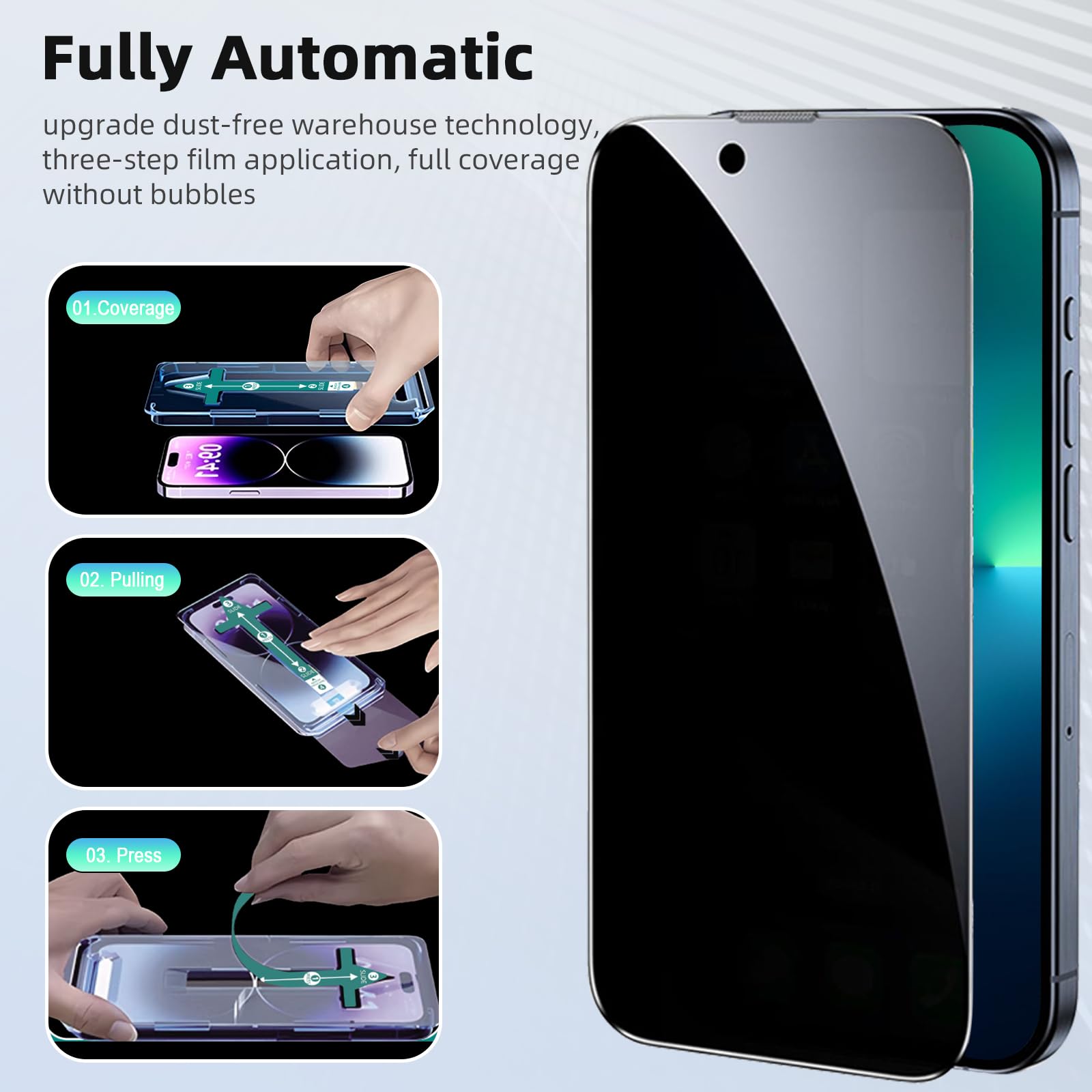 Avoar 2 Pack Privacy Screen Protector For Iphone 14 Plus/13 Pro Max, [Auto Alignment Kit] 6.7 Inch Tempered Full Screen Glass, A