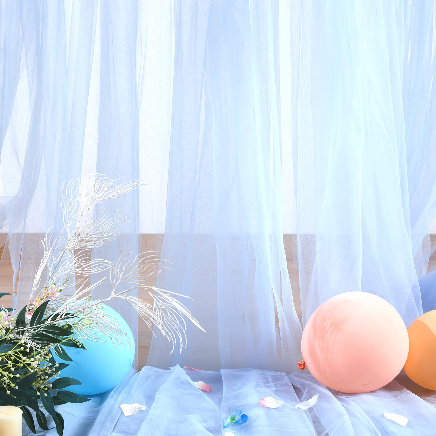 Baby Blue Tulle Backdrop Curtain For Baby Shower Boys Birthday Party Baby Blue Sheer Backdrop Curtains Drapes For Party Photosho