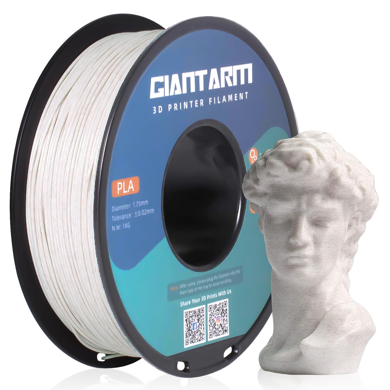 Giantarm Marble Pla, Pla Filament 1.75Mm 1Kg Spool(2.2Lbs),Vacuum Packaging, Marble Filament For Most Fdm 3D Printer (Brown)