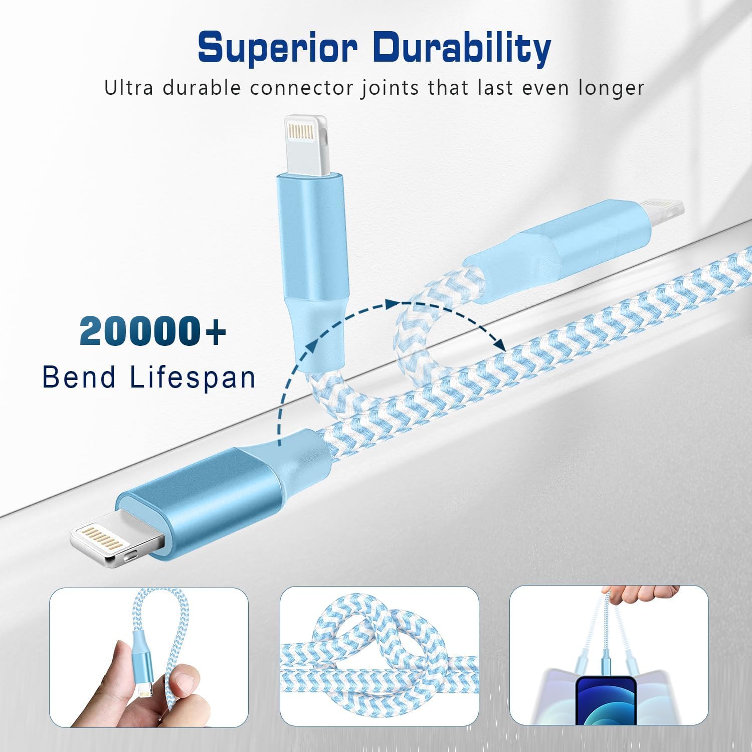 [Apple Mfi Certified] Short Iphone Charger 1Ft 3Pack,Usb A To Lightning Cord Nylon Braided 12 Inch Fast Charging Iphone Cable Co