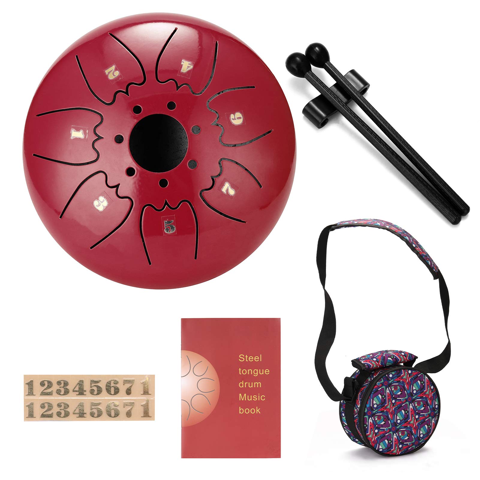 6 Inch 7Tone Steel Tongue Drum Mini Hand Pan Drums With Drumsticks Percussion Musical Instruments