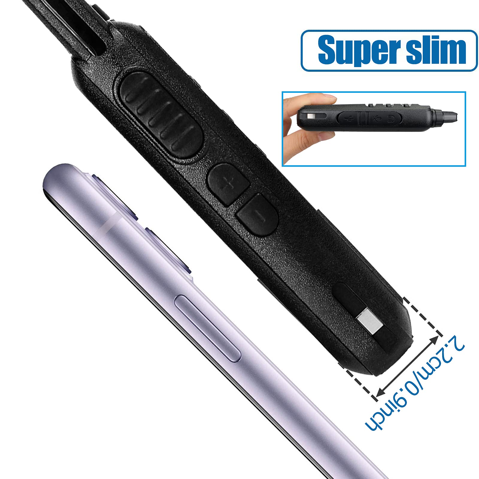 Retevis RT22 Mini Walkie Talkies with Earpiece, Rechargeable Two Way Radios, Long Range, Key Lock, VOX, 4 Pack, Black