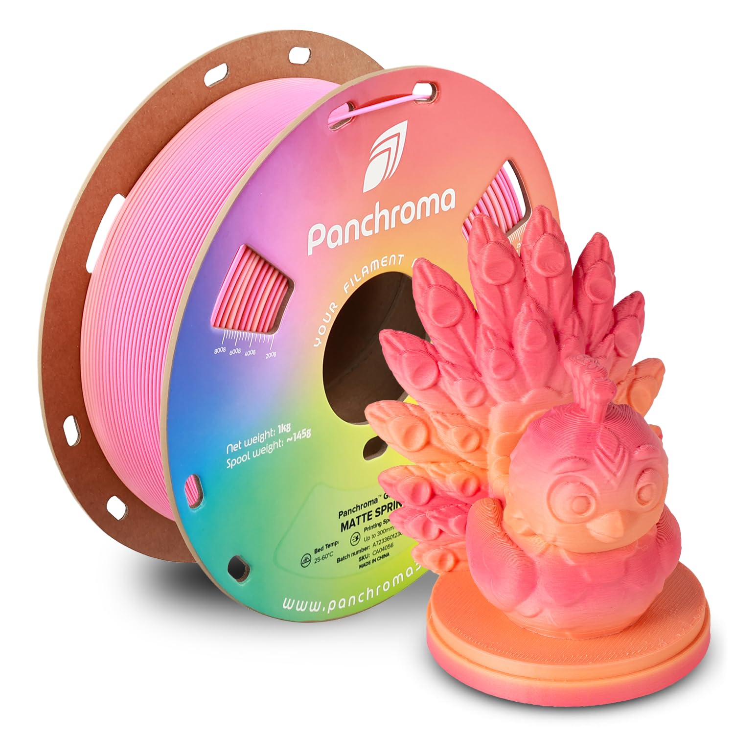 Polymaker Panchroma Gradient Matte PLA Filament, Multicolor Gradient Matte Spring 1.75mm 3D Printing Filament, 3D Printer PLA Fi