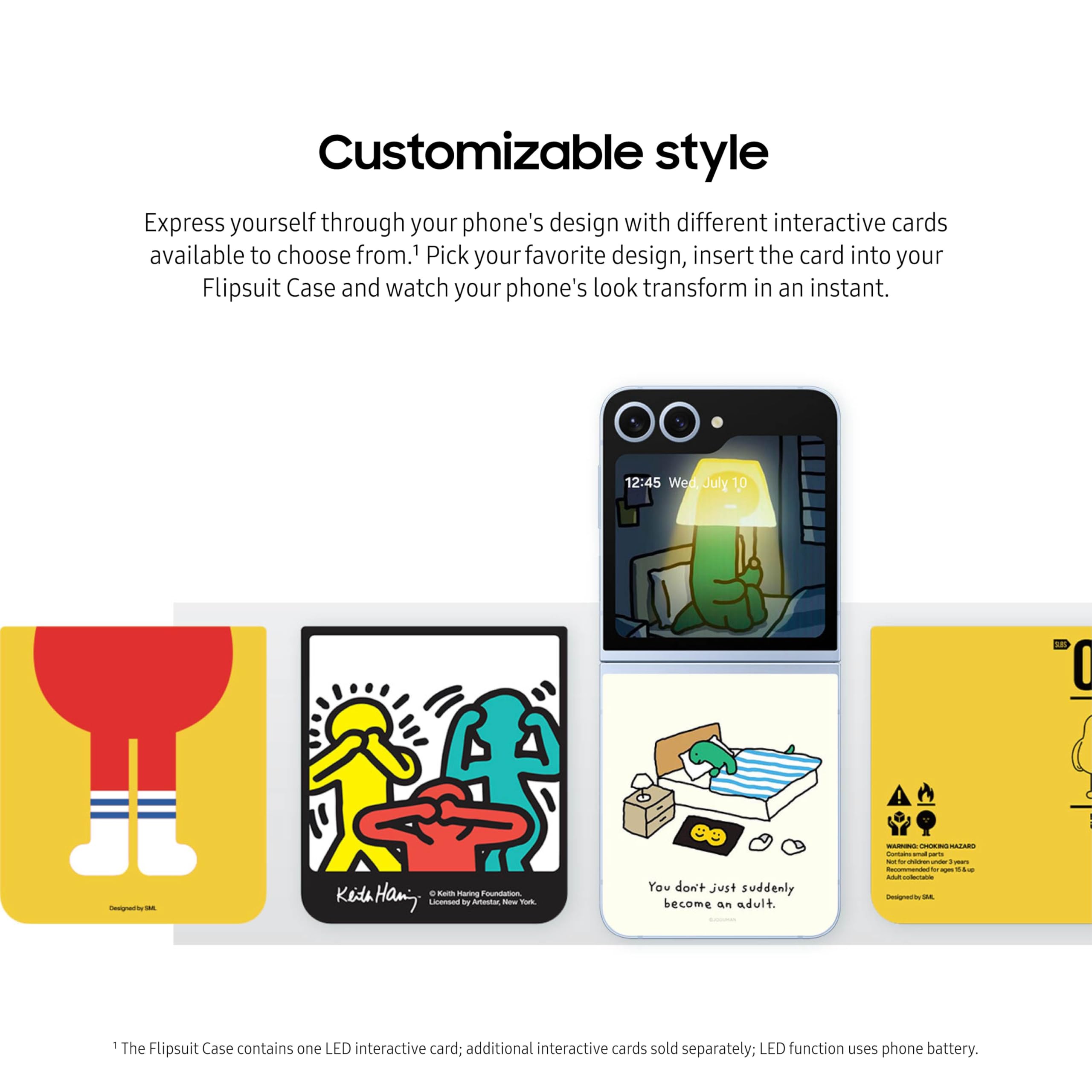 Samsung Galaxy Z Flip 6 Flipsuit Phone Case, Protective Cover With Interactive, Interchangeable Card, Led Lights, Customizable D