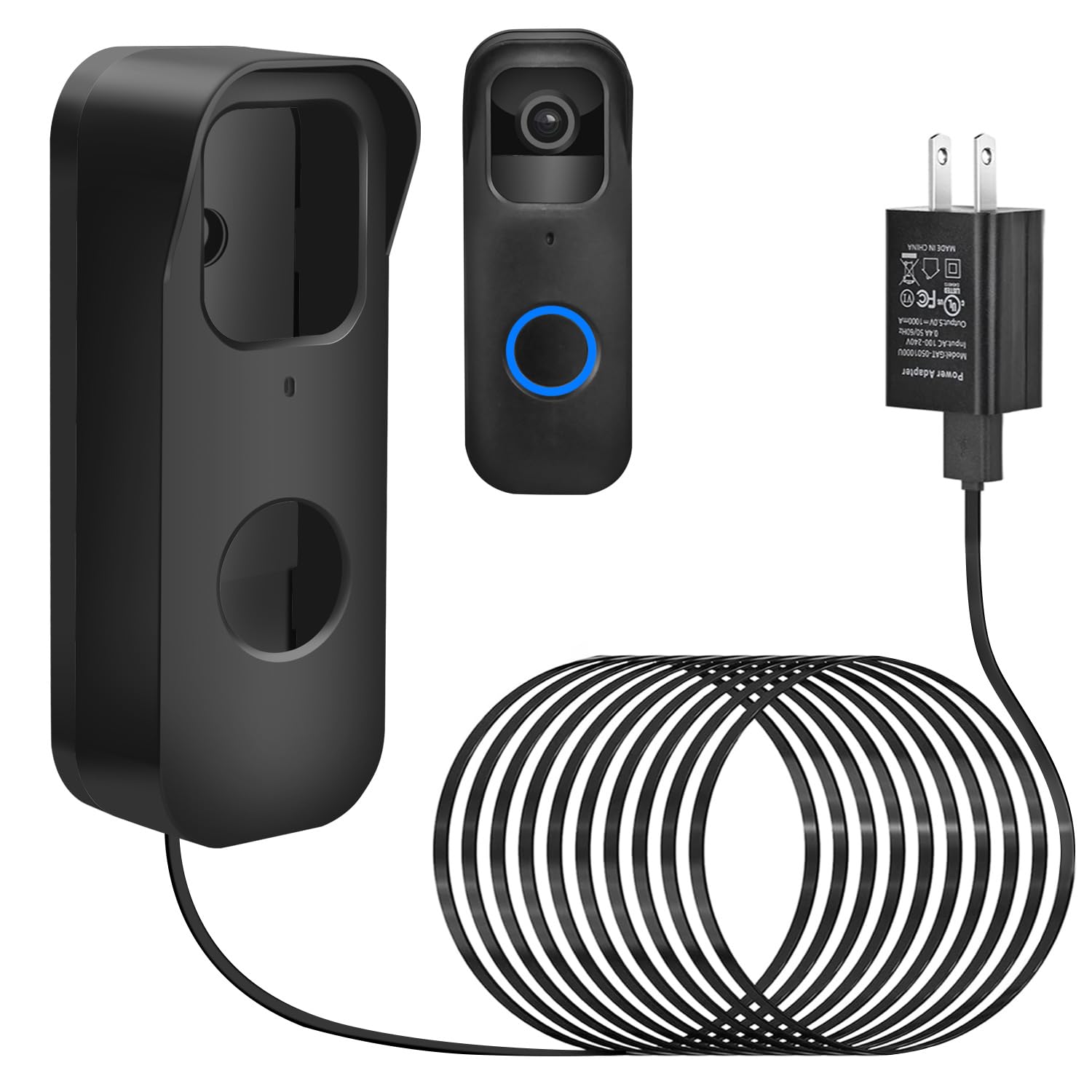 2In1 Power Cable With Adapter And Adhesive Doorbell Mount Compatible With Blink Video Doorbell, Doorbell Transformer With 16.4Ft