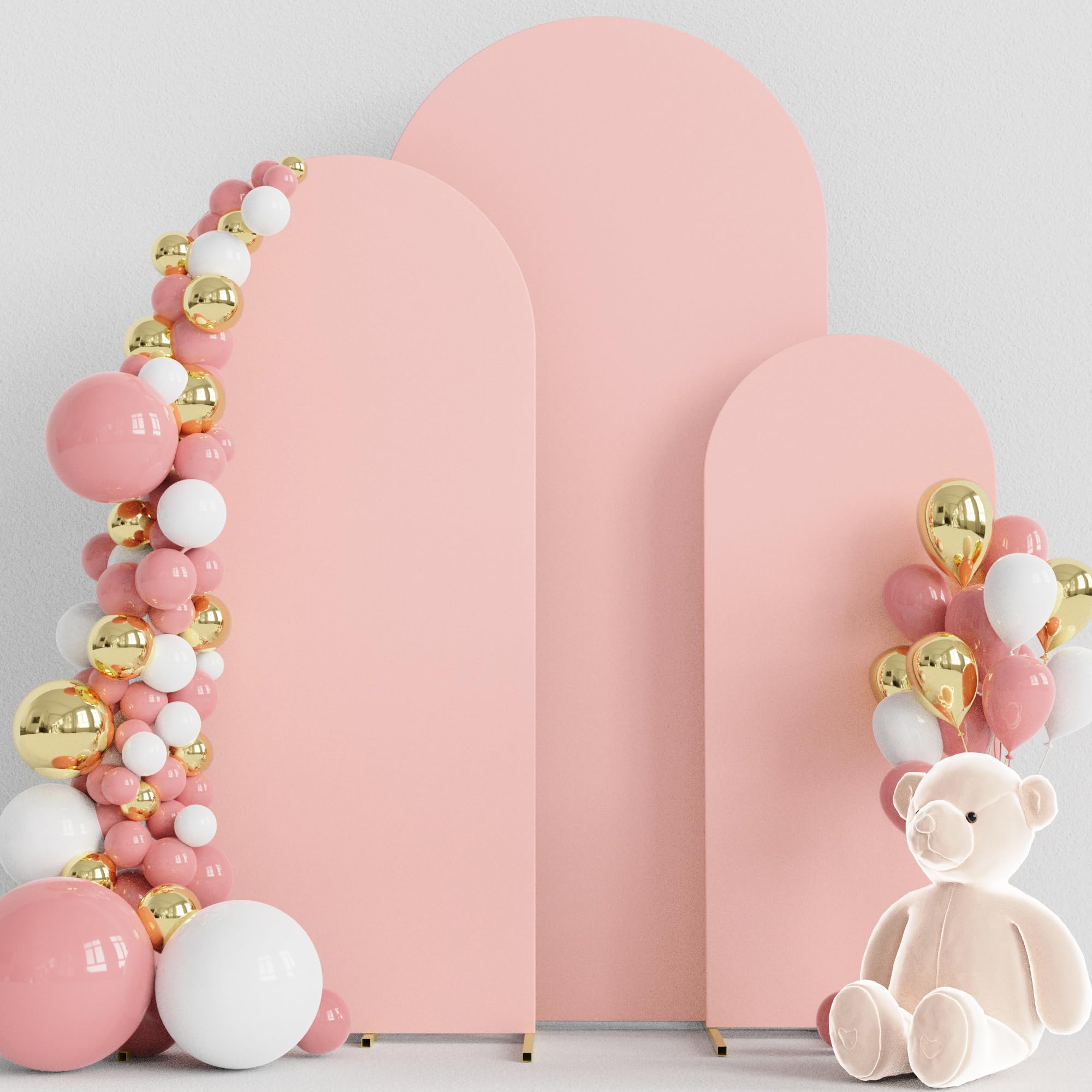 Wokceer Wedding Arch Cover Set of 3 Spandex Fitted Wedding Arch Stand Covers for Round Top Chiara Arch Backdrop Stands Cover for