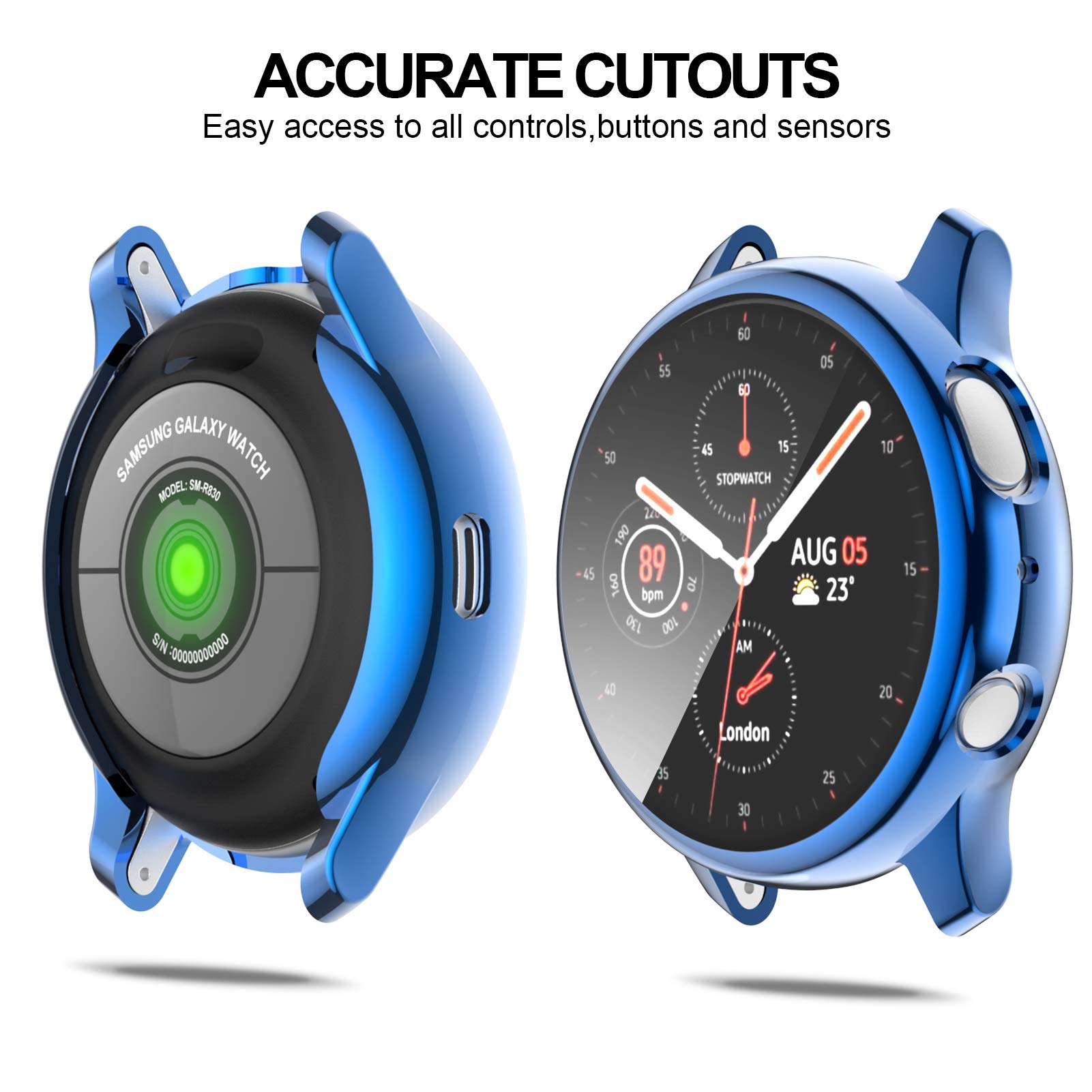 Bharvest [8 Pack] Screen Protector Case Compatible With Samsung Galaxy Watch Active 2 44Mm, Flexible Tpu Plated All Round Scratc