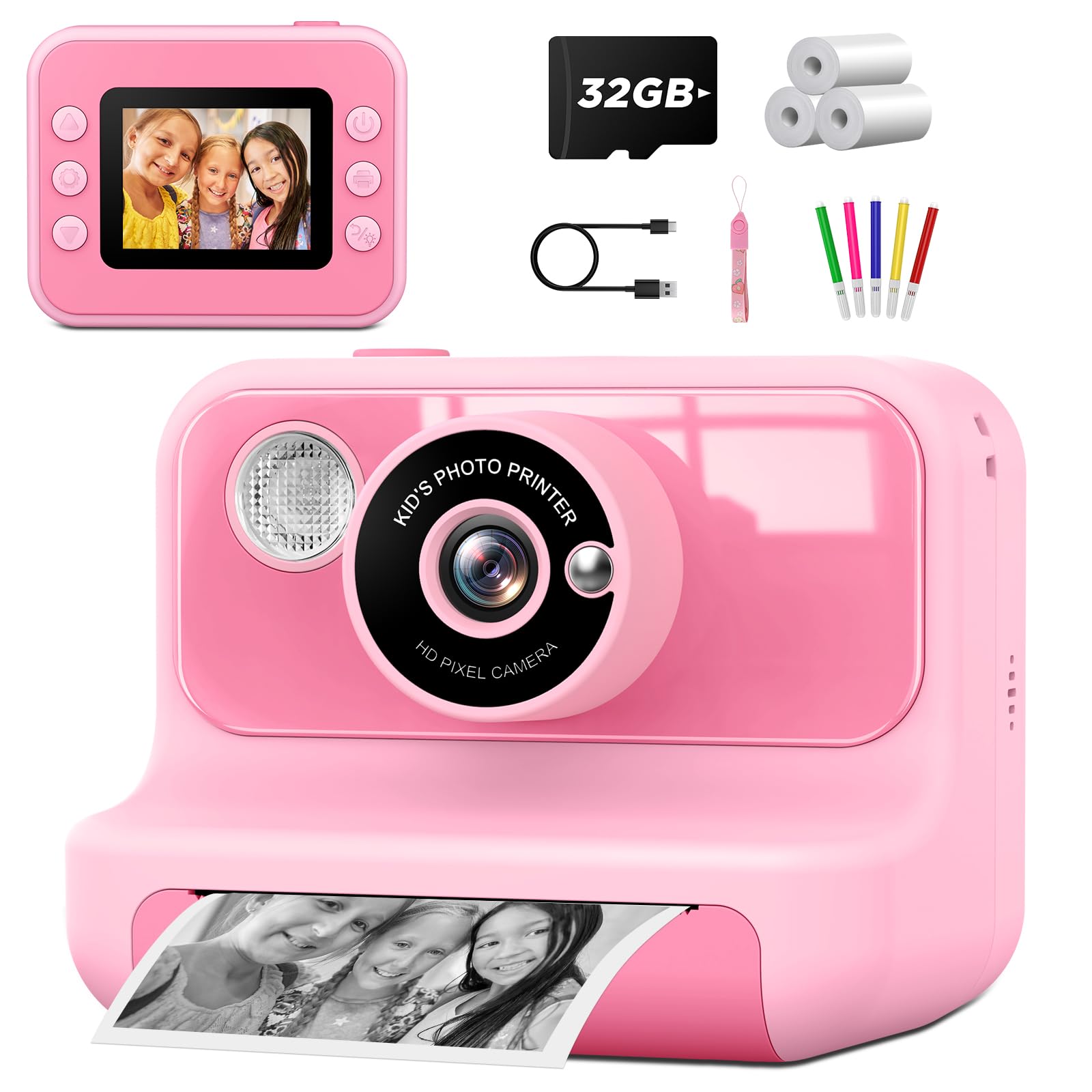 Letshaha Kids Camera Instant Print, 2.4 Inch Screen Instant Cameras For Kids, Christmas Birthday Gifts Toys Camera For Toddler G