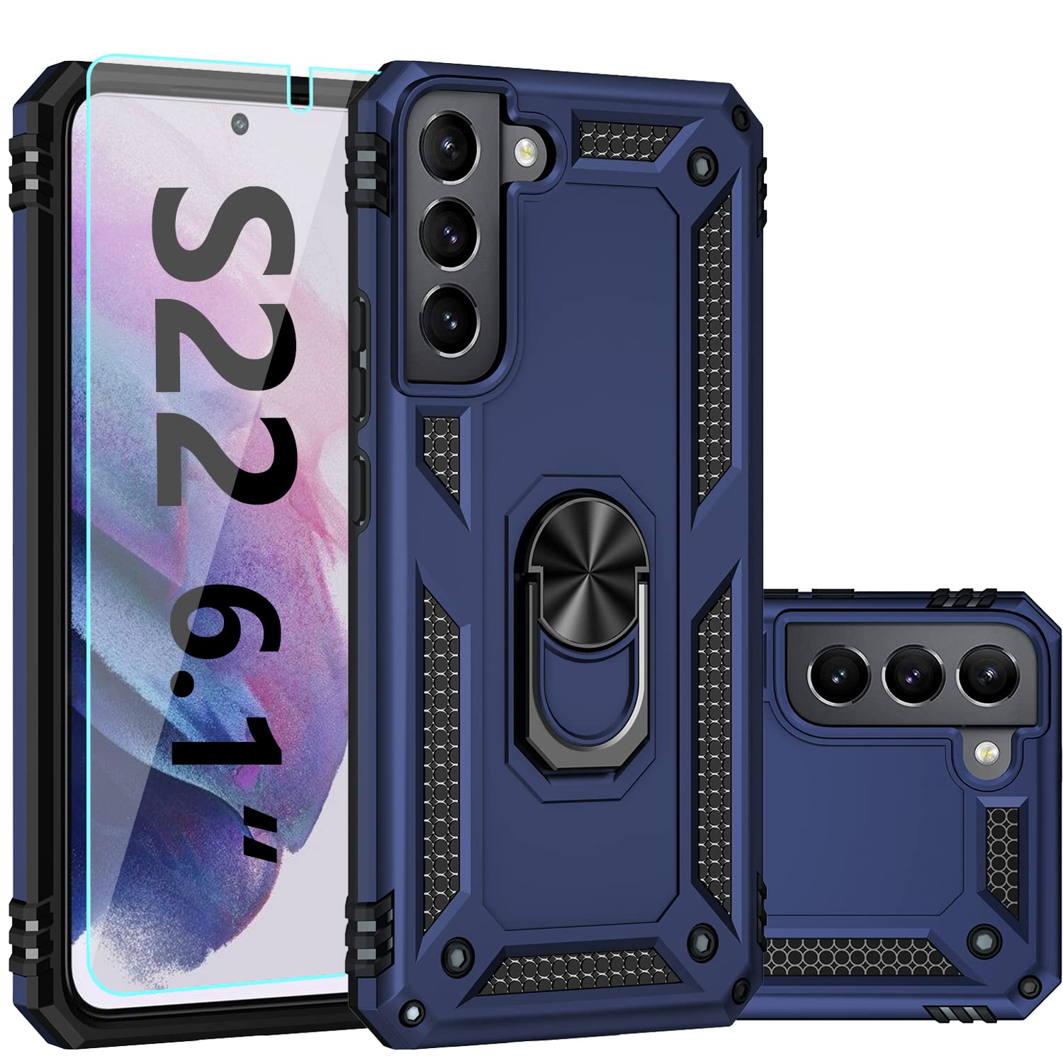 Sktgslamy For Samsung Galaxy S22 Case,Galaxy S22 Case,With Screen Protector,[Military Grade] 16Ft. Drop Tested Cover With Magnet