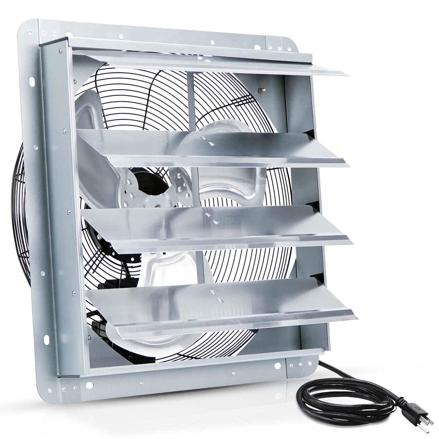 VENTISOL 18 Inch Shutter Exhaust Fan, Ven Fan with Power Cord Wall Mount, High Speed 2,500 CFM for Garages, Attic, Shops, Greenh