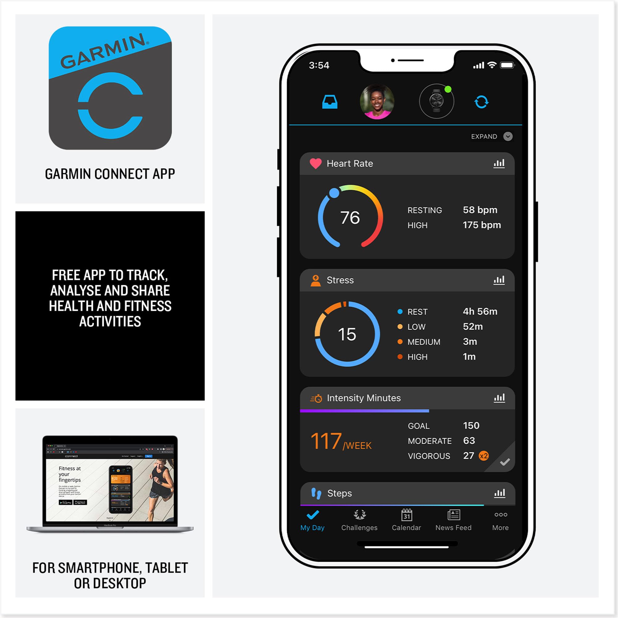 Garmin V  Voactive 5, Health And Fitness Gps Smartwatch, Amoled Display, Up To 11 Days Of Battery, Navy