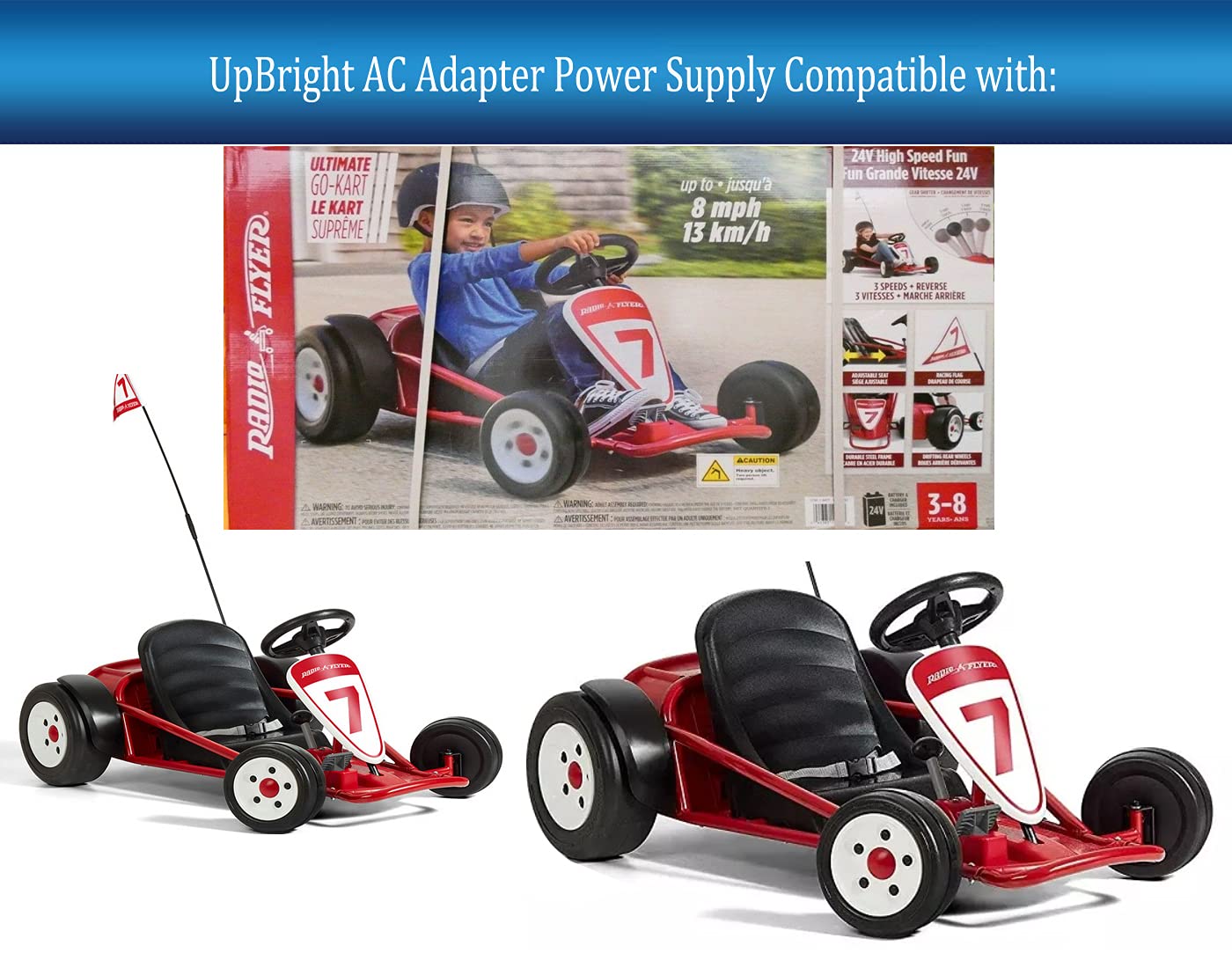 Upbright 24V Ac/Dc Adapter Compatible With Radio Flyer 940Z 940P 940Pz Ultimate Go-Kart Model 940 24 Volt Rechargeable Battery P