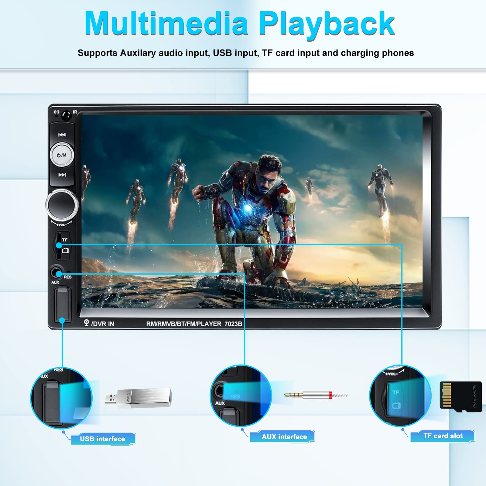 Double Din Car Stereo 7� Touch Screen Car Radio With Bluetooth Backup Camera Fm Radio Receiver Usb Aux Auto Radio Tf Card Input Audio Video Mp5 Mp4 Mp3 Player Car Multimedia Player Support Mirror Link