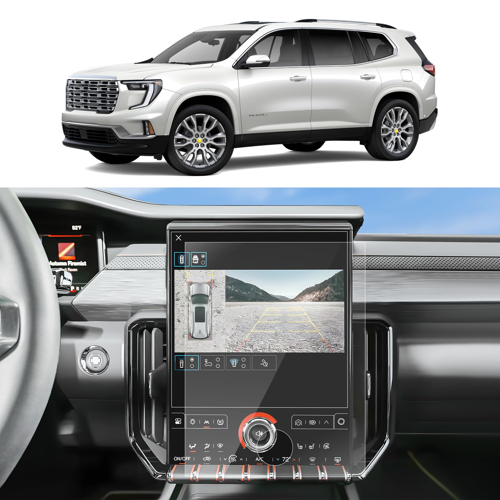 Sktu 2Pcs For 2024 2025 Gmc Acadia Screen Protector 15 Inch For 2024 2025 Gmc Acadia (Elevation/At4/Denali) 15 Inch Infotainment Touchscreen 2024 2025 Acadia Accessories 2024 2025 Acadia Screen Protective Film Ultra Clear