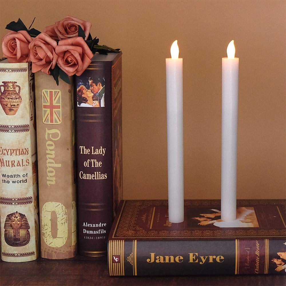 Dromance White Flameless Taper Candles With Remote And Timer 6 Pack Battery Operated Led Flickering Taper Candles Real Wax Dimma
