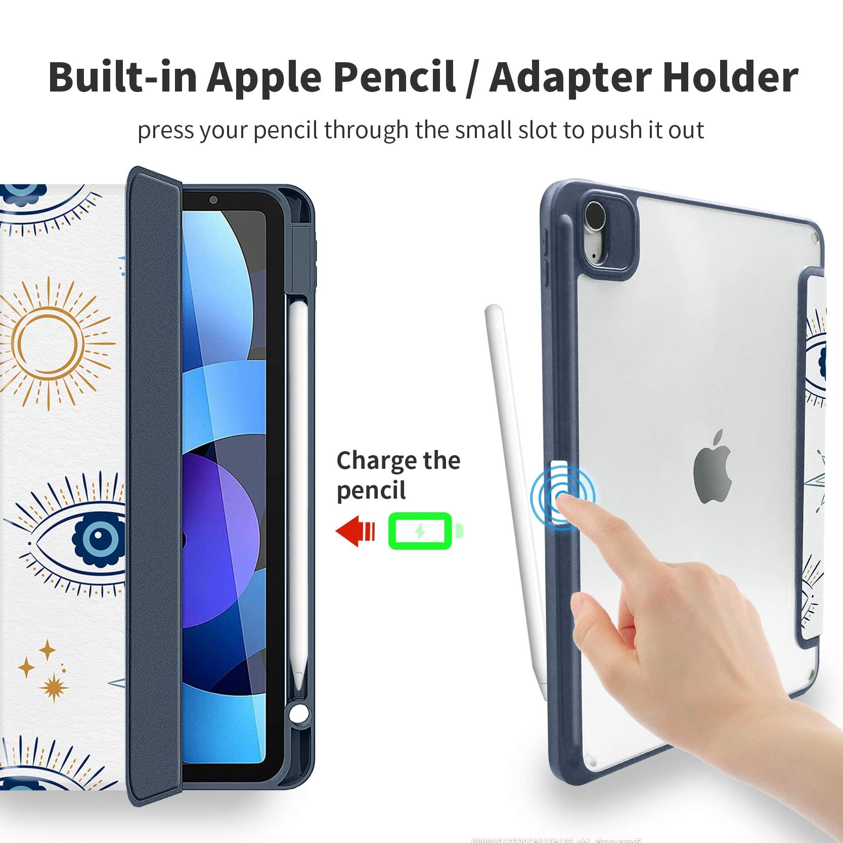 Trizoanic Ipad Air 5Th Generation Case Ipad Air 4Th Gen Case,Ipad Air Cases 10.9 Inch,Clear Back Ipad Pro 11 Inch Case,Pencil Ho