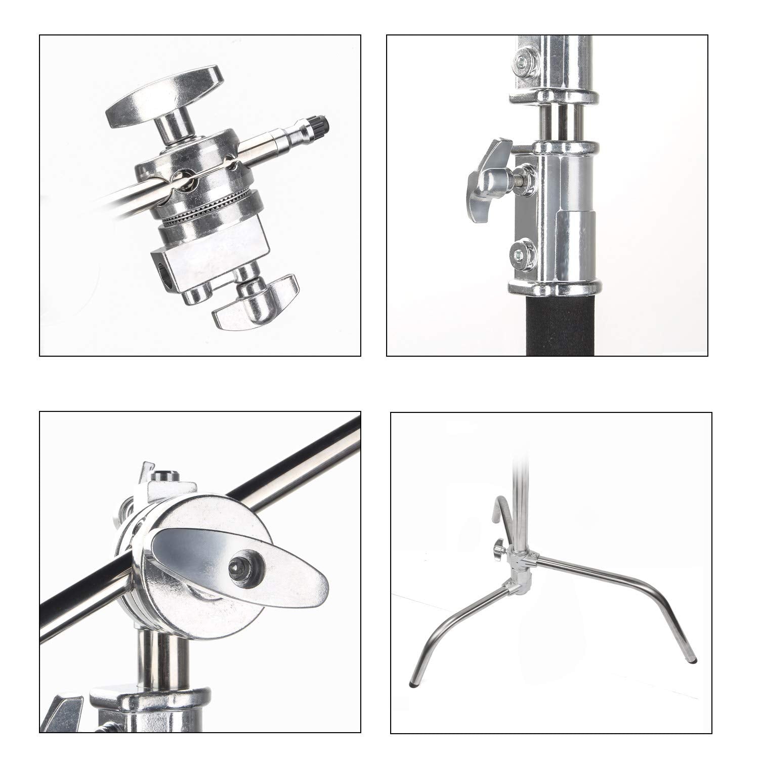 Eachshot C Stand Metal With Bag Wheel Max 10.8Ft/330Cm With 106Cm Holding Arm 2 Pieces Grip Head For Godox Ad400 Pro Ad600 Pro A
