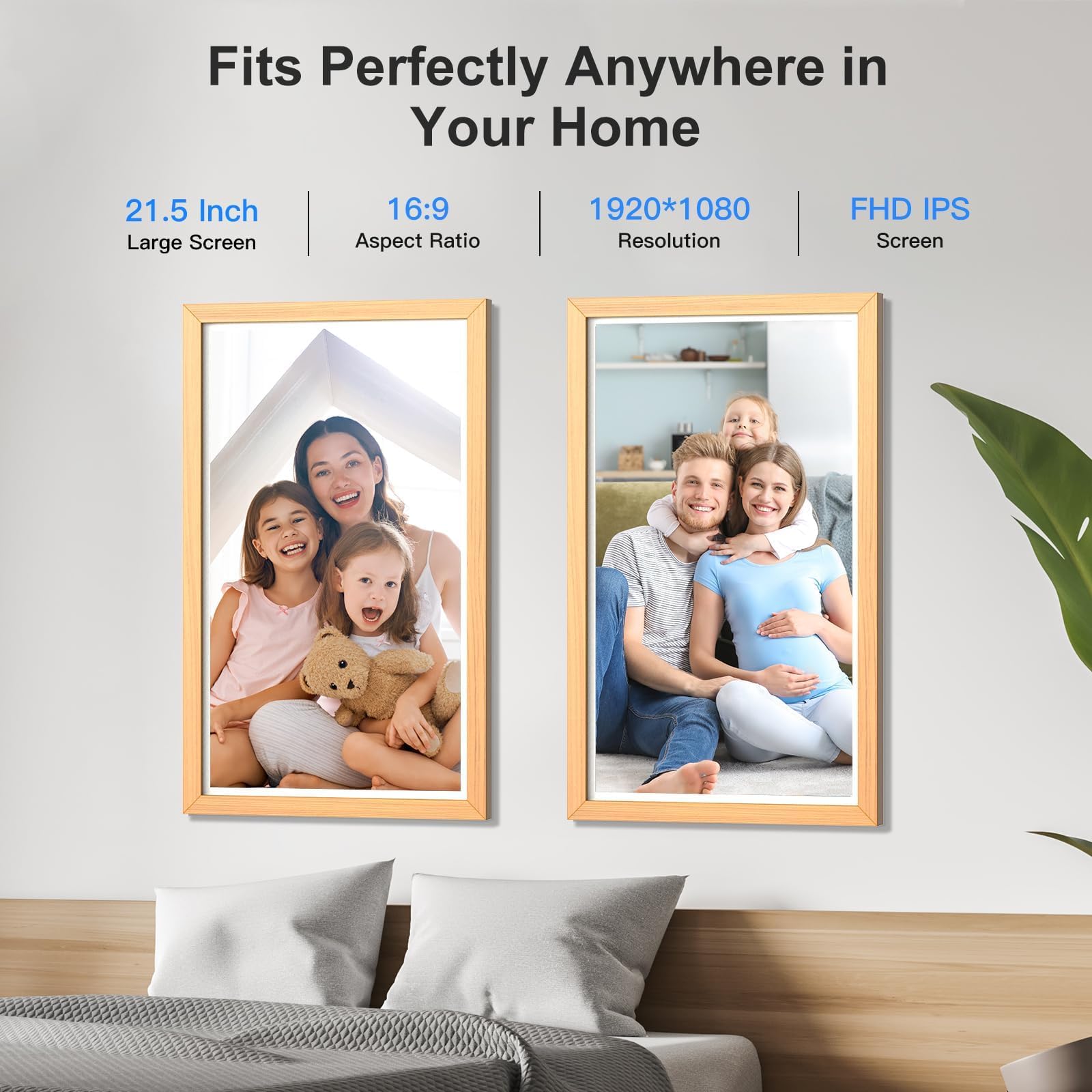 Fulla Digital Picture Frame 21.5 Inch Screen Wifi   Digital Photo Frame Display, Smartphone Syn Screen, 32Gb, Share Photo Video