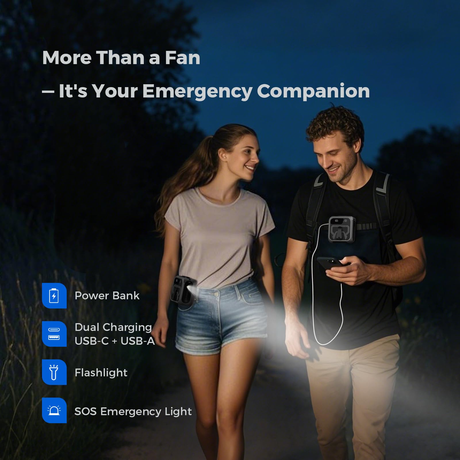 Seaingo Portable Waist Fan Rechargeable - 10000Mah, 42 Ft/S Max, 5 Speeds 16000Rpm, Personal Cooling Wearable Clip Body Belt Shi