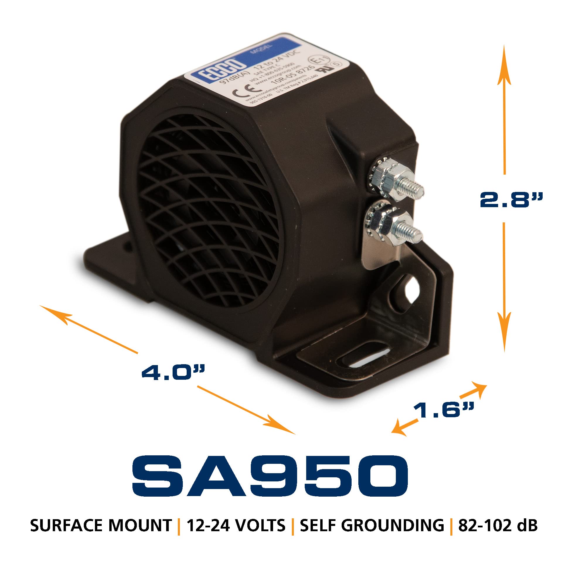 Ecco Smart Backup Alarm 97Db 12V Industrial Heavy Duty Backup Reverse Warning Alarm For Truck Van Freight Car Lorry Heavy Vehicl