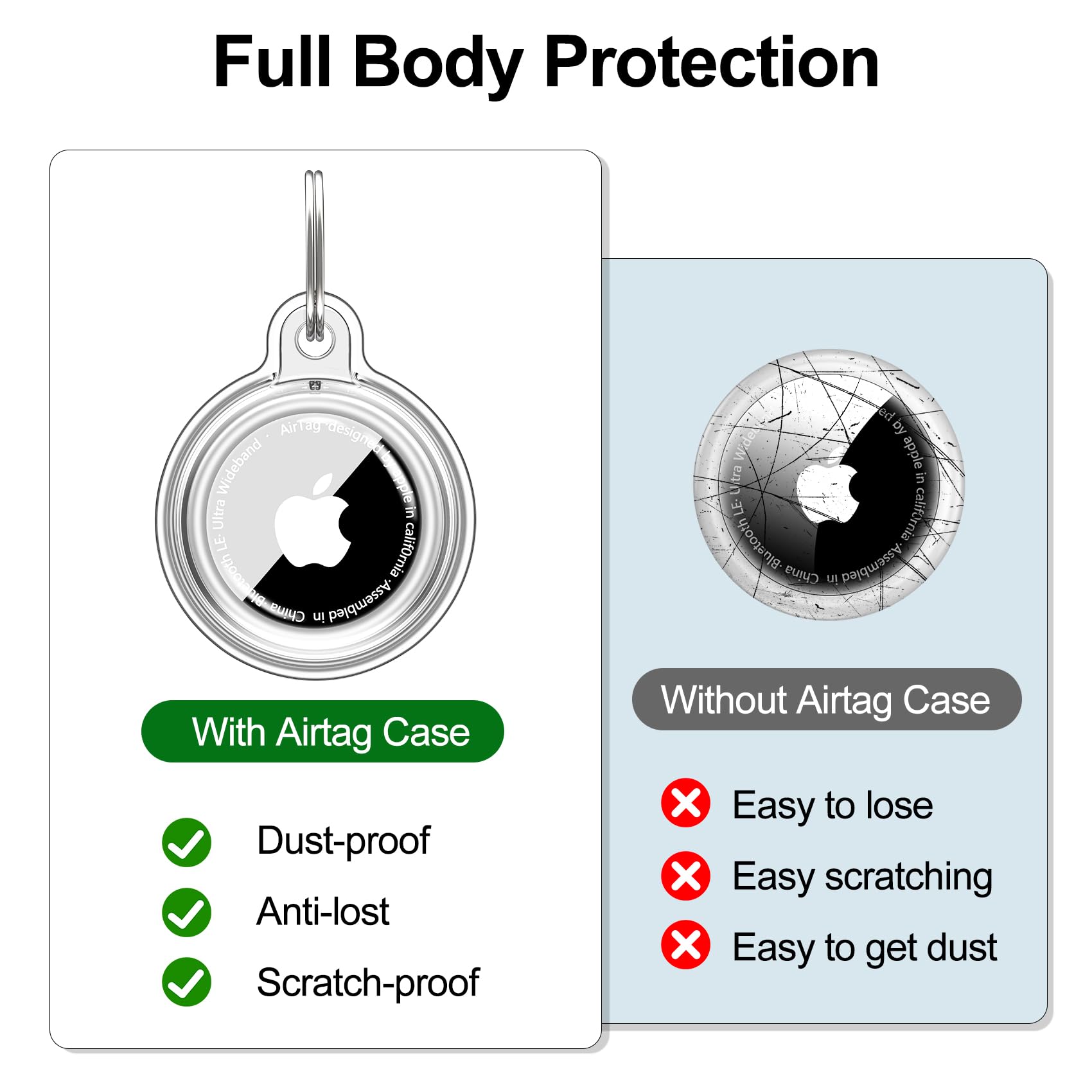 4 Pack Airtag Holder,Air Tag Case With Keychain,Lightweight Anti Scratch, Easy Installation,Shockproof & Dustproof For Gps Recei