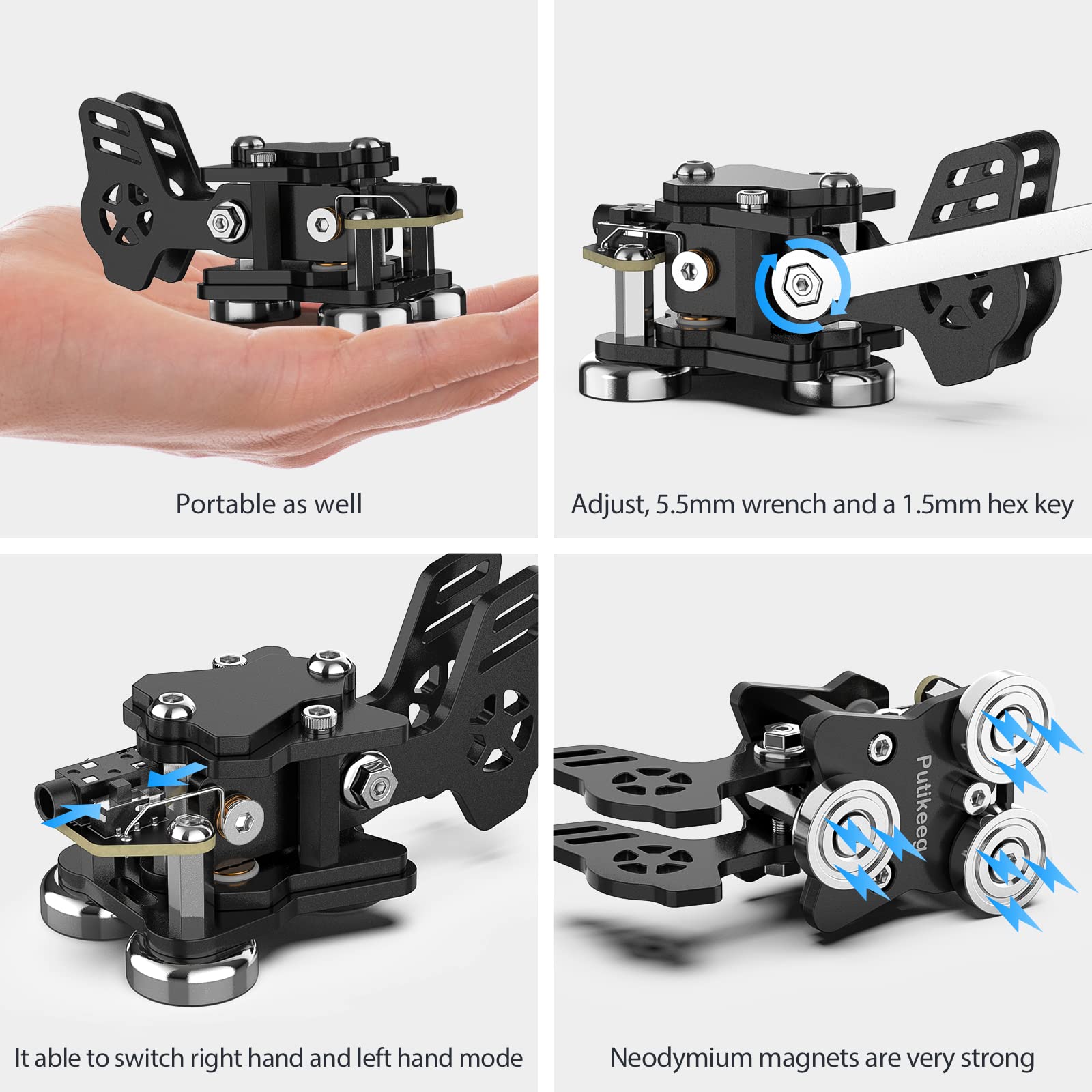 Mini Key Morse Radio Ham Send Telegram Double Paddle Morse Code Key With Stainless Steel Body Three Neodymium Magnets Base Black