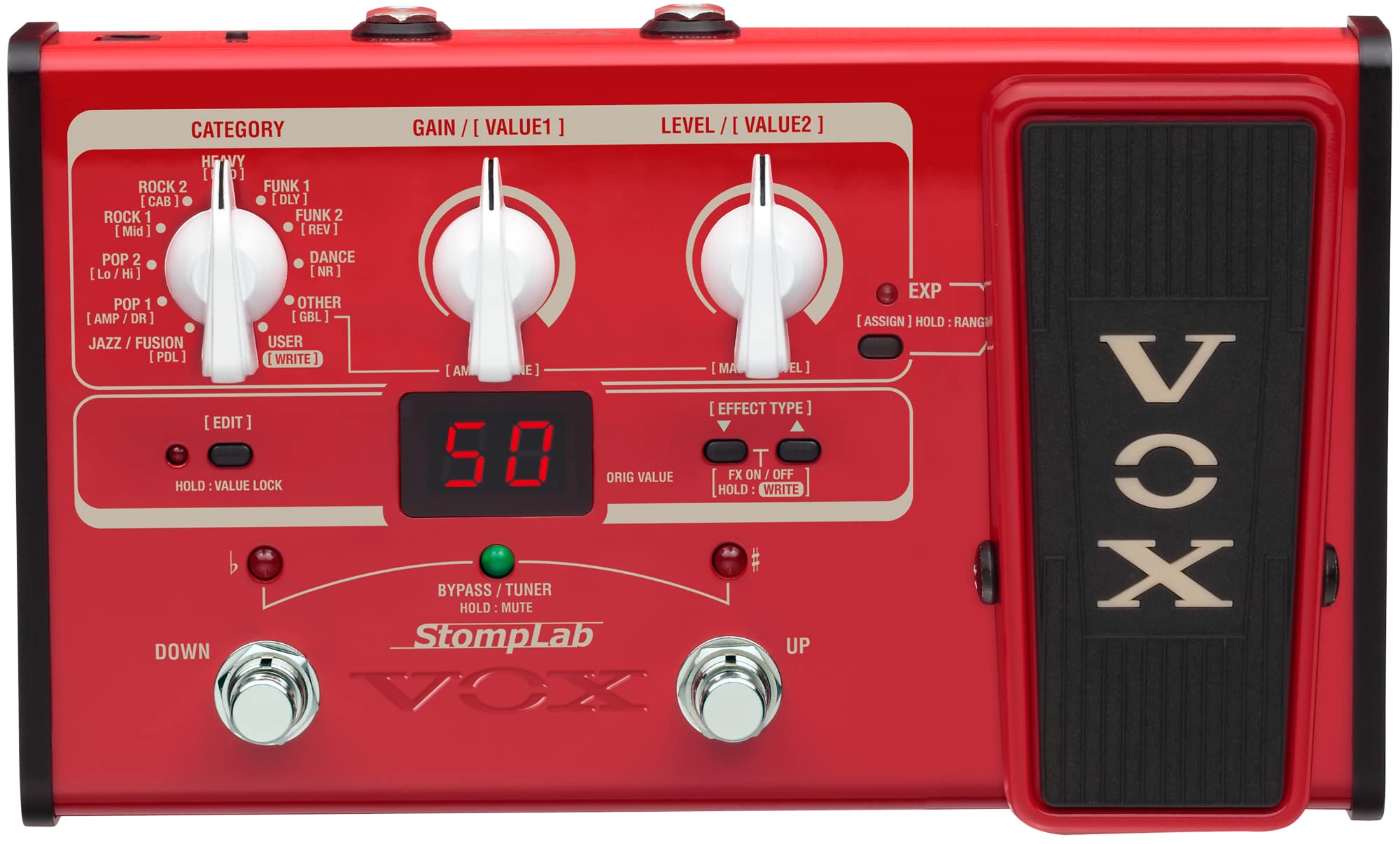 Vox Stomplab 2B Multi Effects Modeling Pedal With Expression For Bass Guitar