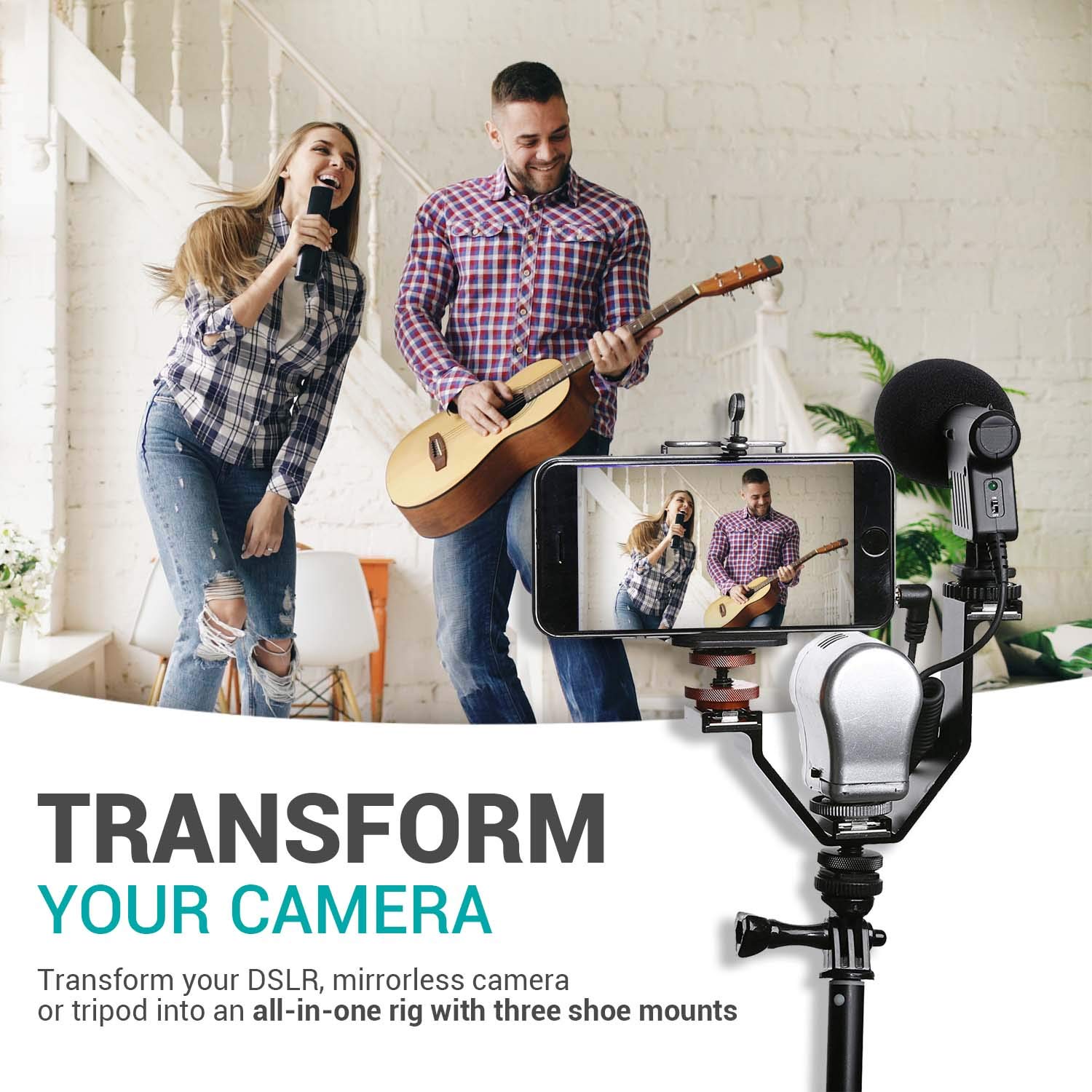 Movo Mq-Thm01 Triple Shoe Bracket - Camera V Bracket For Lights, Monitors, Microphones And More (Small)