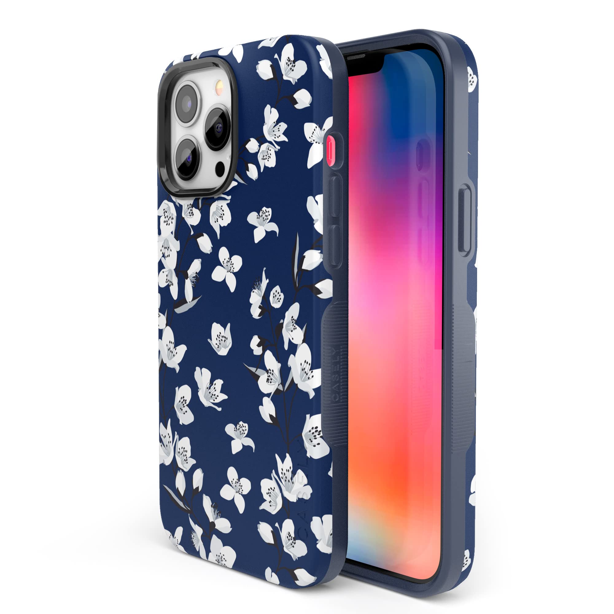 Casely iPhone 13 Pro Max MagSafe Compatible Phone Case Navy Cherry Blossom Floral