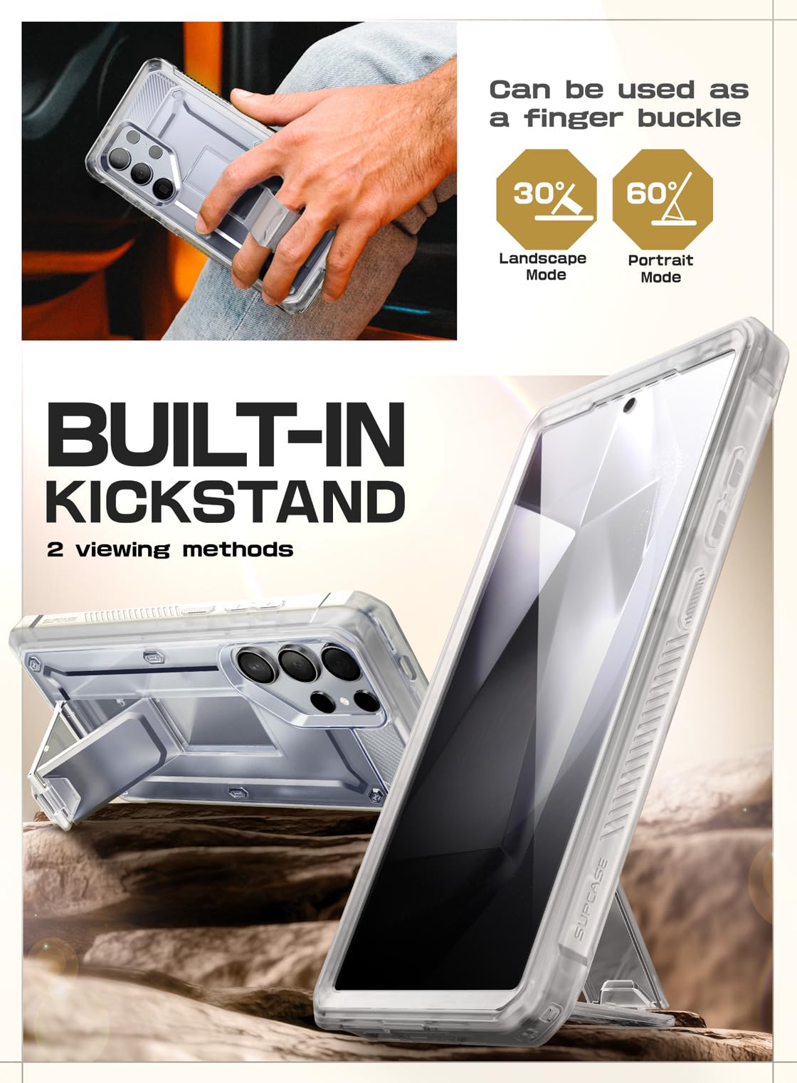 Supcase Unicorn Beetle Pro For Samsung Galaxy S24 Ultra Case With Stand, [2 Front Frame] 360 Full Body Shockproof Belt Clip & Ki